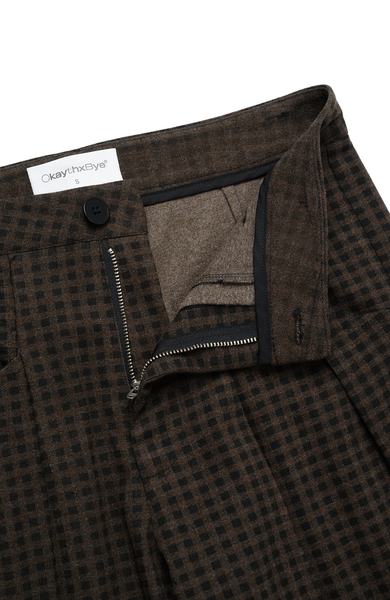 OKAYTHXBYE Retro Checks Double-Pleated Trousers