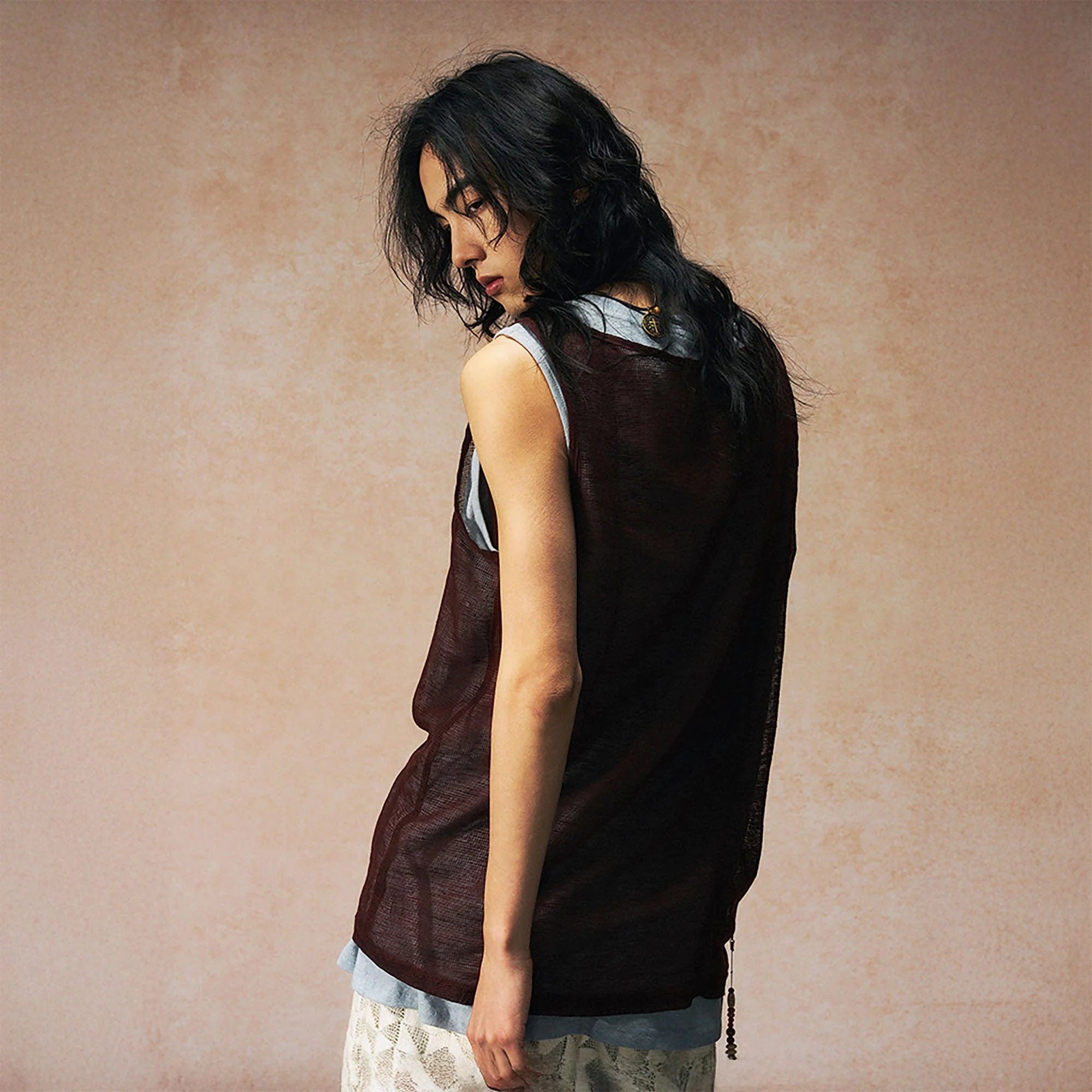GONGHE REPUB Sheer Linen-Cotton Layered Vest