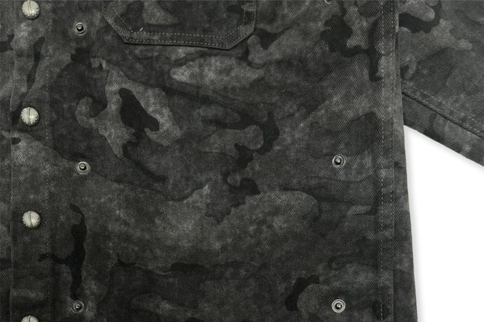 TECNINEGROUP Detachable Hood Star-Rivet Camo Jacket