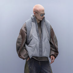 XIPHEVIL High-Neck Fleece-Panel Vest Dark Gray