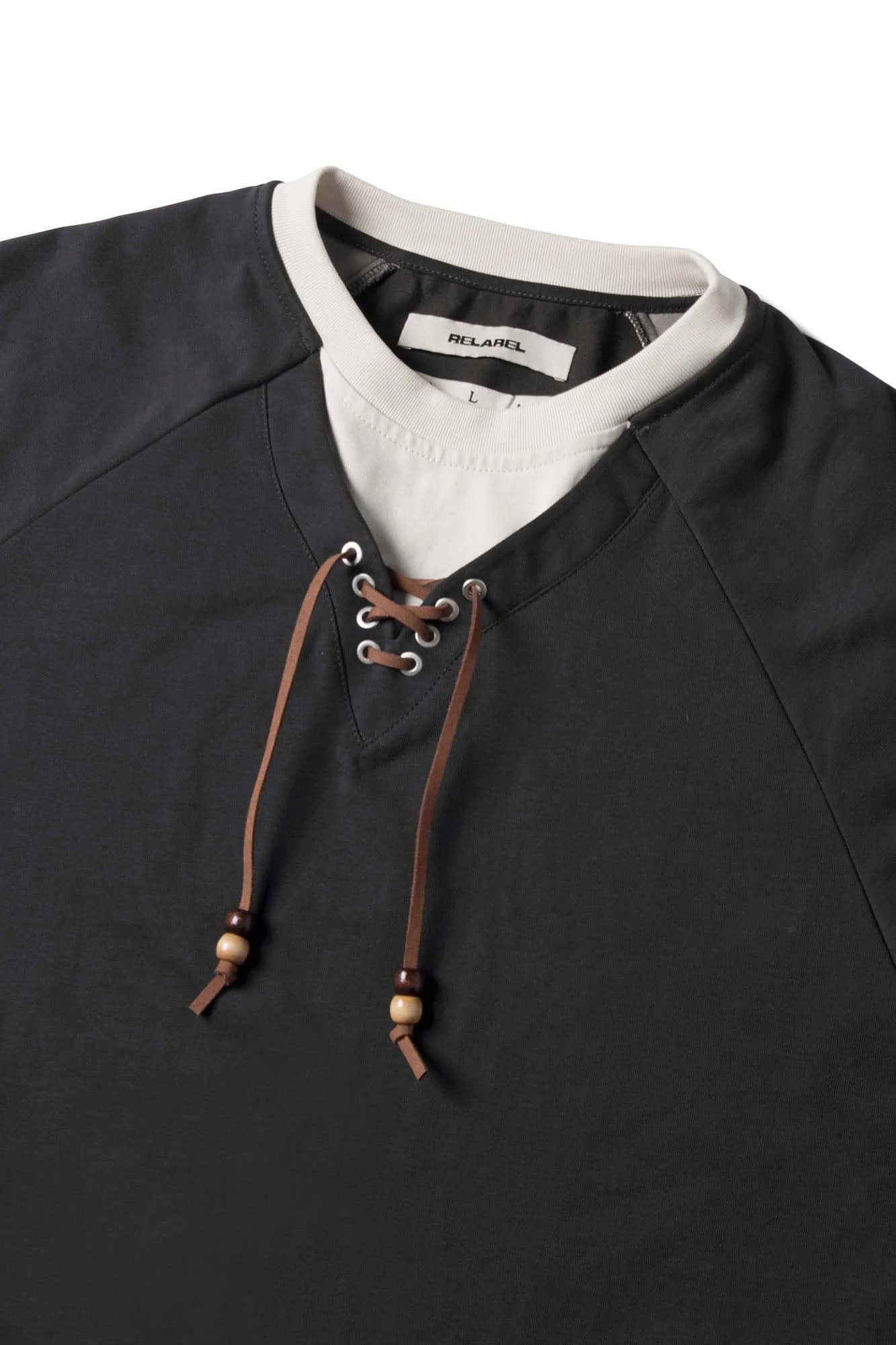 RELABEL Layered Lace-Up Sweatshirt Gray