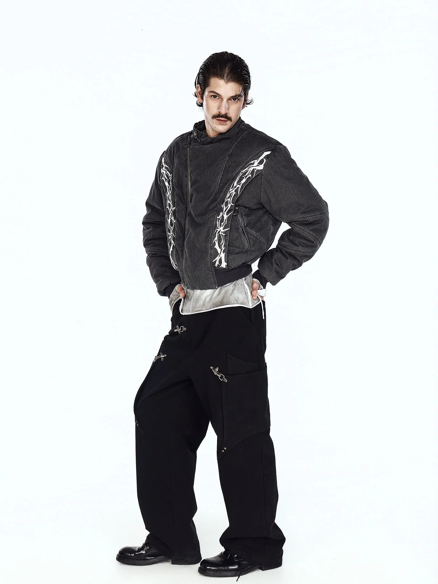 FLYERRER Distressed Asymmetric Placket Totem Bomber