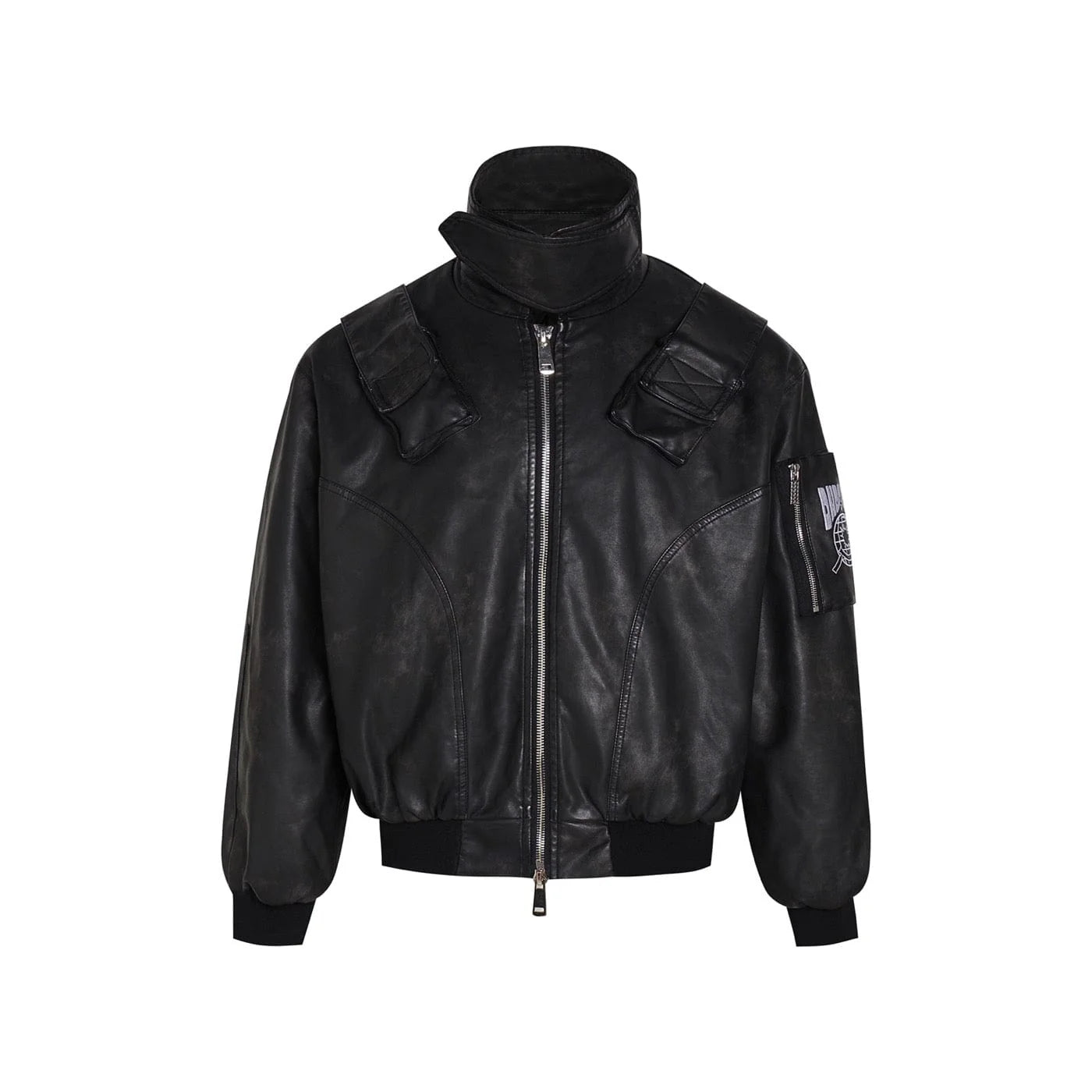 DND4DES Battle Field Faux Leather Bomber Jacket