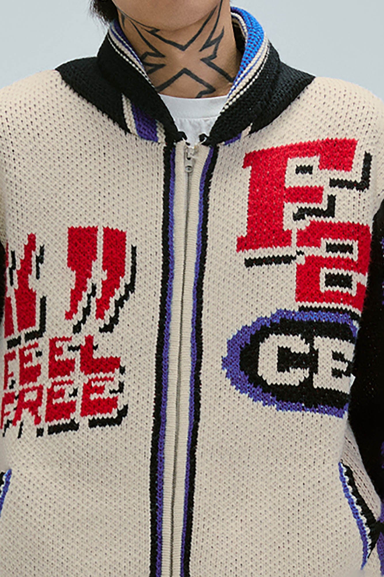 F2CE Jacquard Knit Bomber Jacket