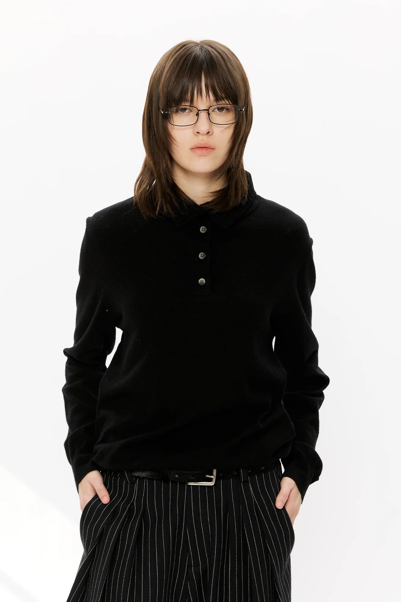 KREATE Double-Collar Wool-Blend Knit Polo