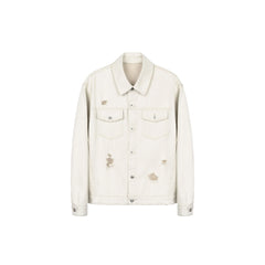OKAYTHXBYE Distressed Houndstooth-Lined Frayed Jacket