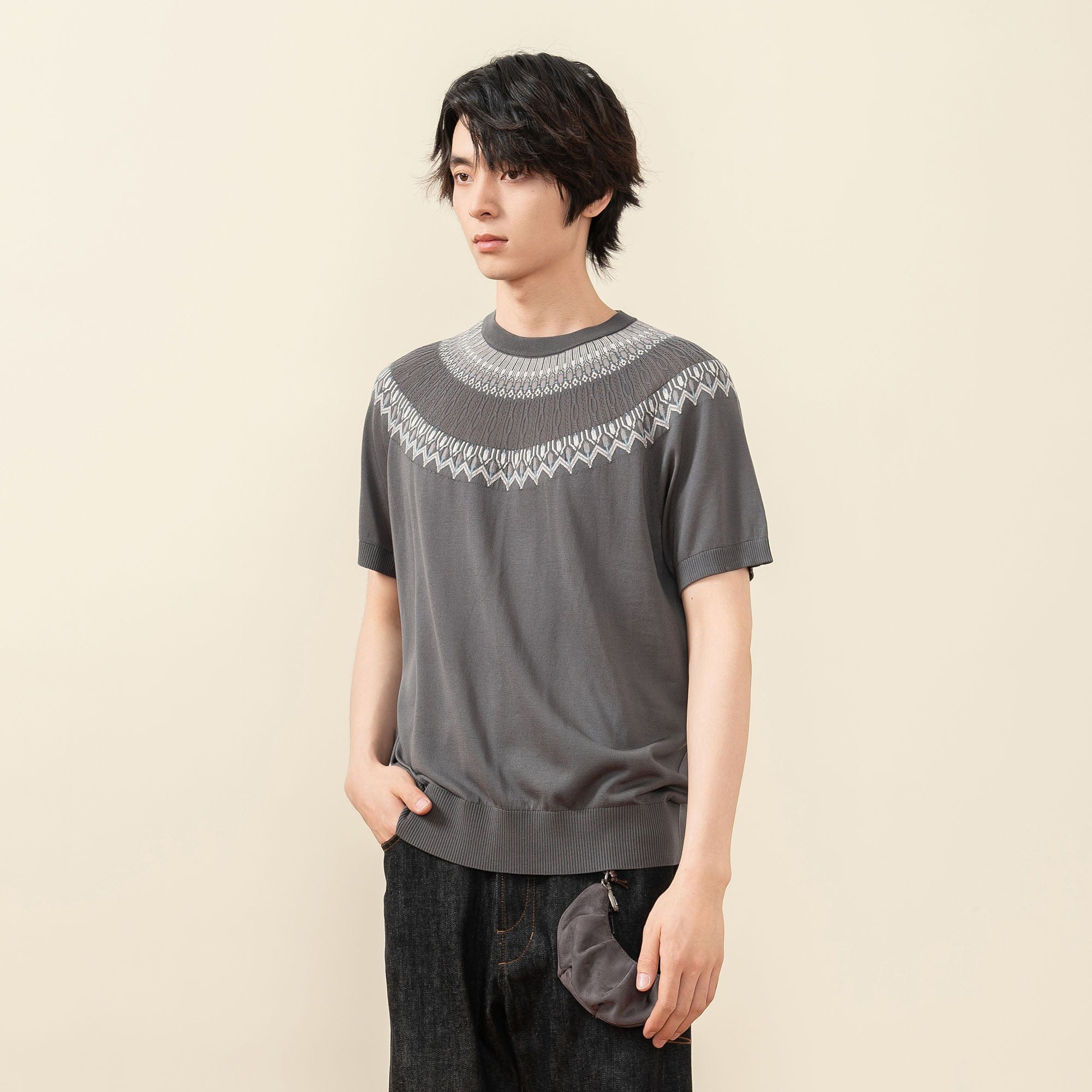 MOITIEDEPETALE Fair Isle Jacquard Tee