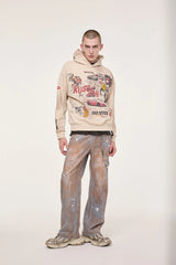 EGOFETCH Distressed Racing Anime Graphic Hoodie
