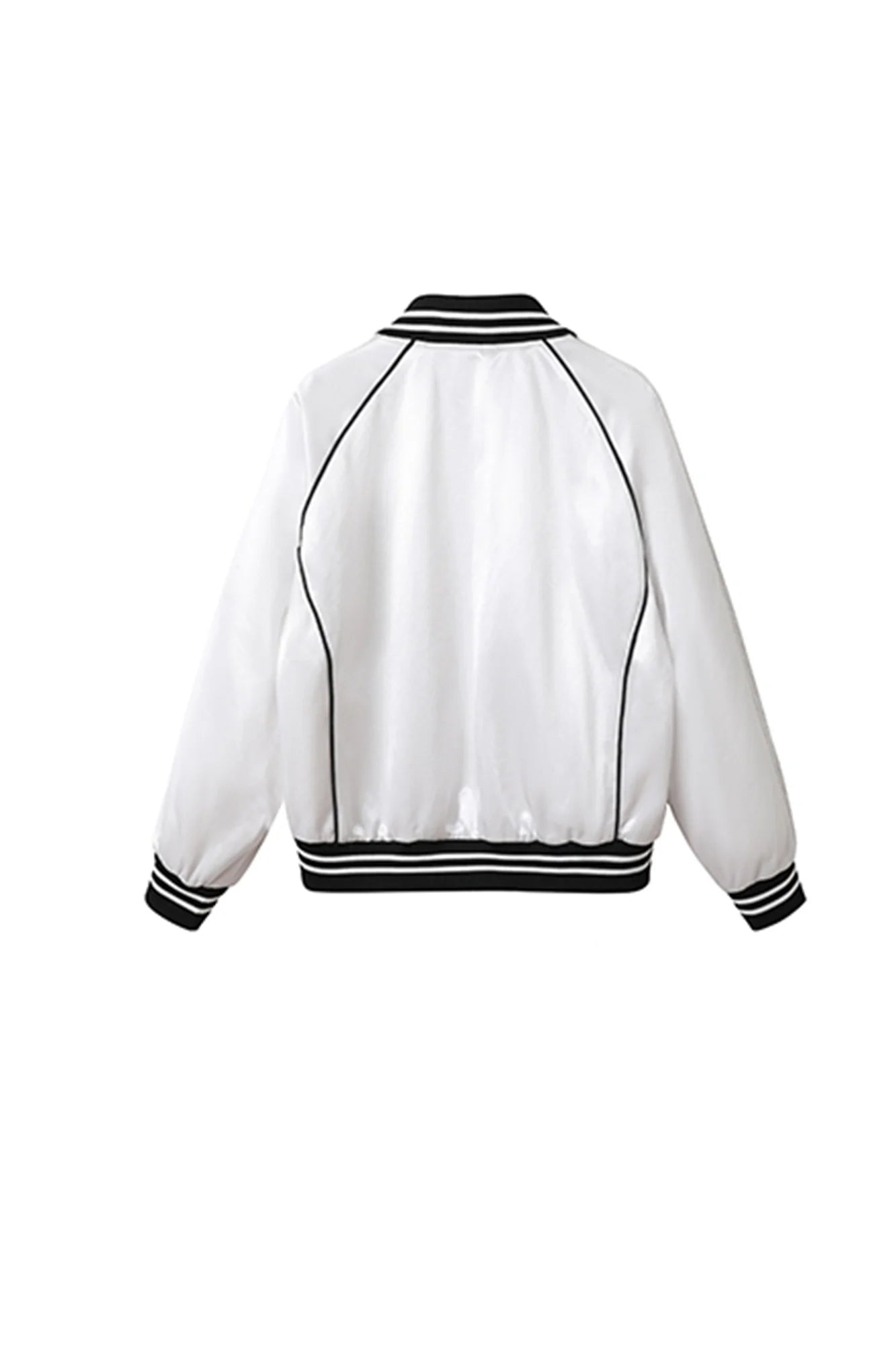DONSMOKE Glossy Contrast Graphic Varsity Jacket