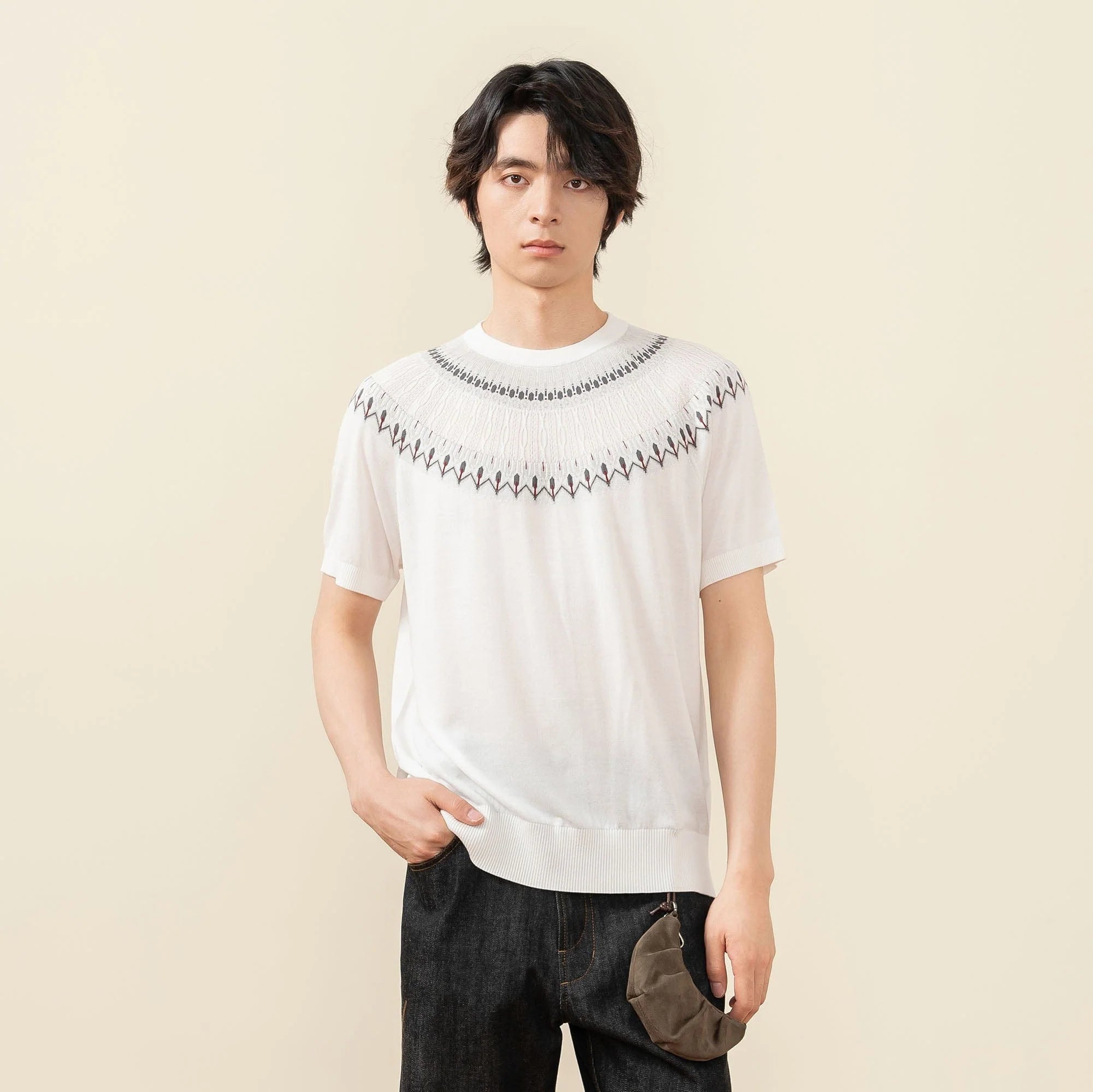 MOITIEDEPETALE Fair Isle Jacquard Tee