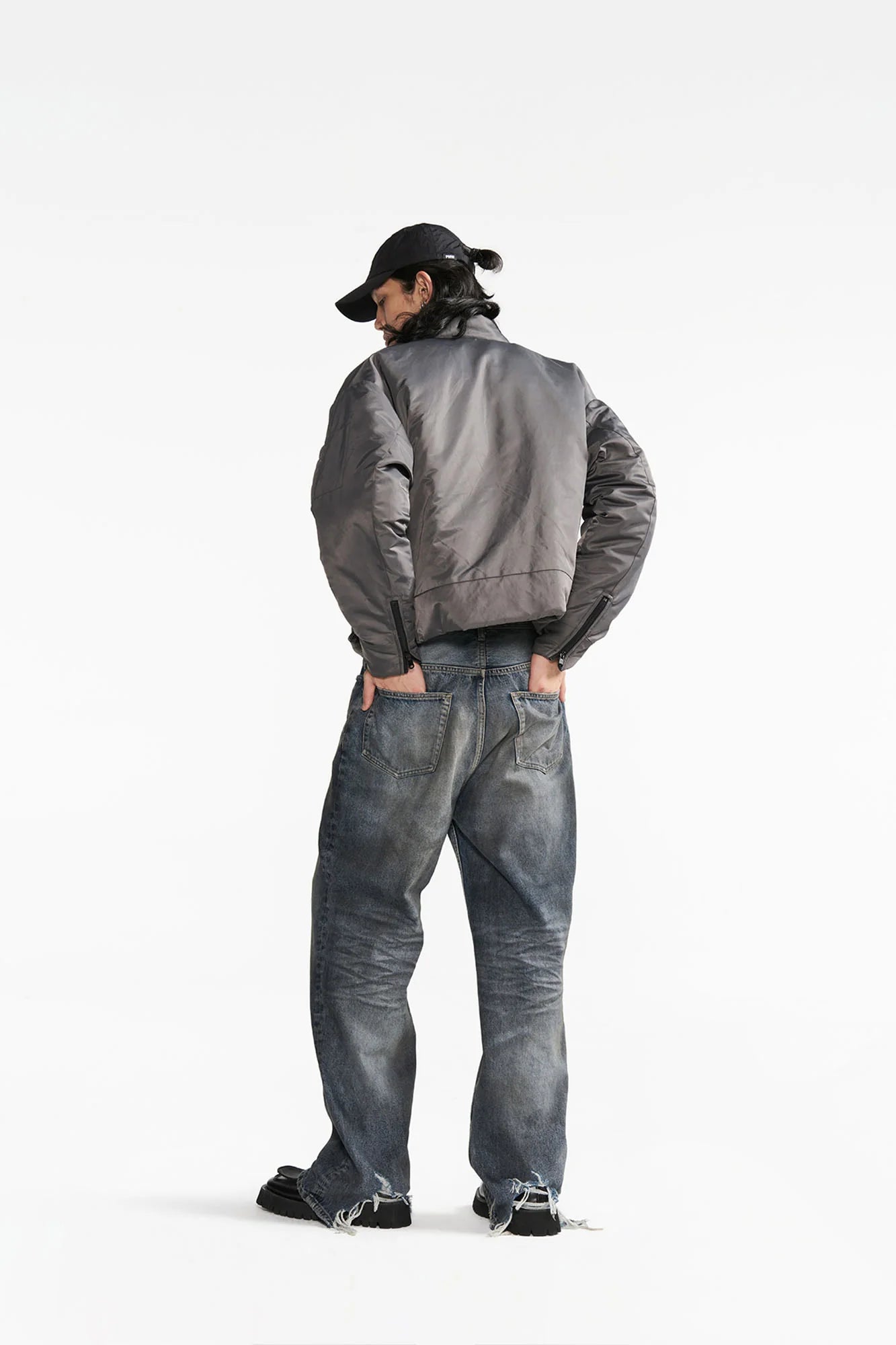 PMW Satin Cropped Bomber Jacket