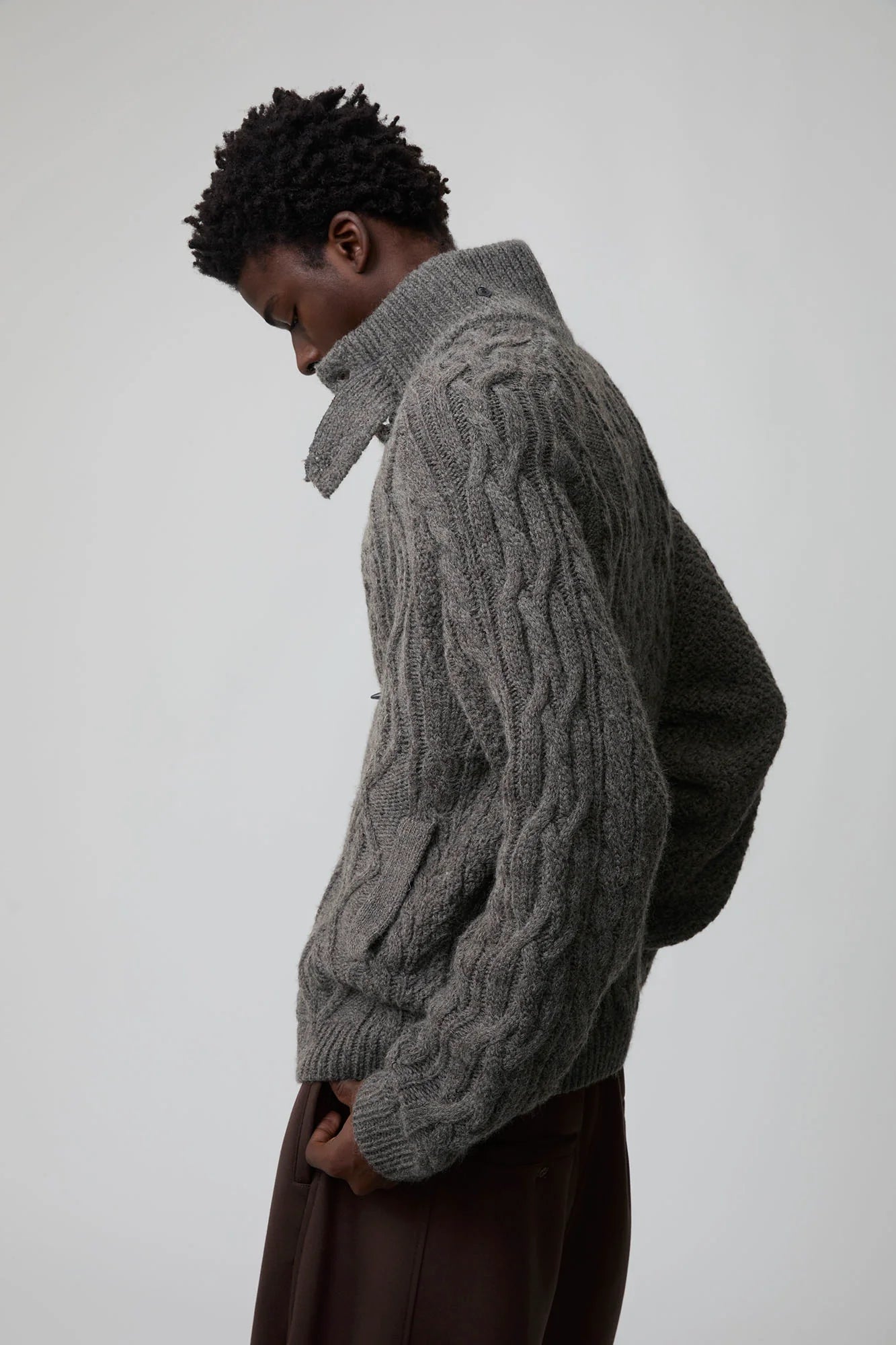 OPICLOTH Cable-Knit Wool-Blend Cardigan