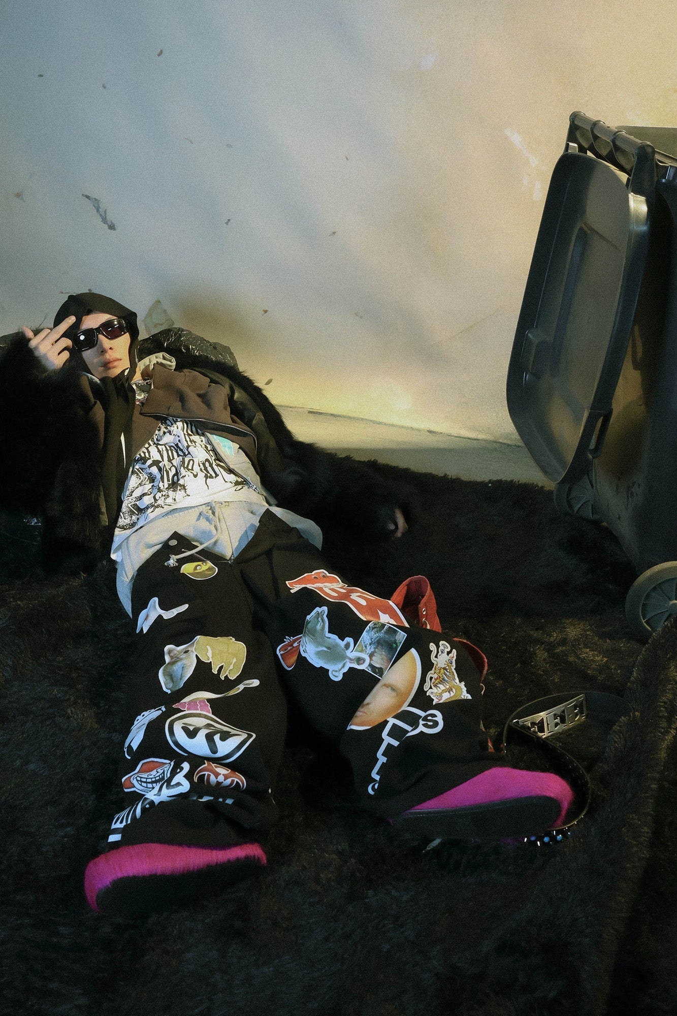 PCCVISION Meme Graphics Wide-Leg Pants