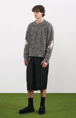 PMW Horse Elbow Patched Cable-Knit Sweater