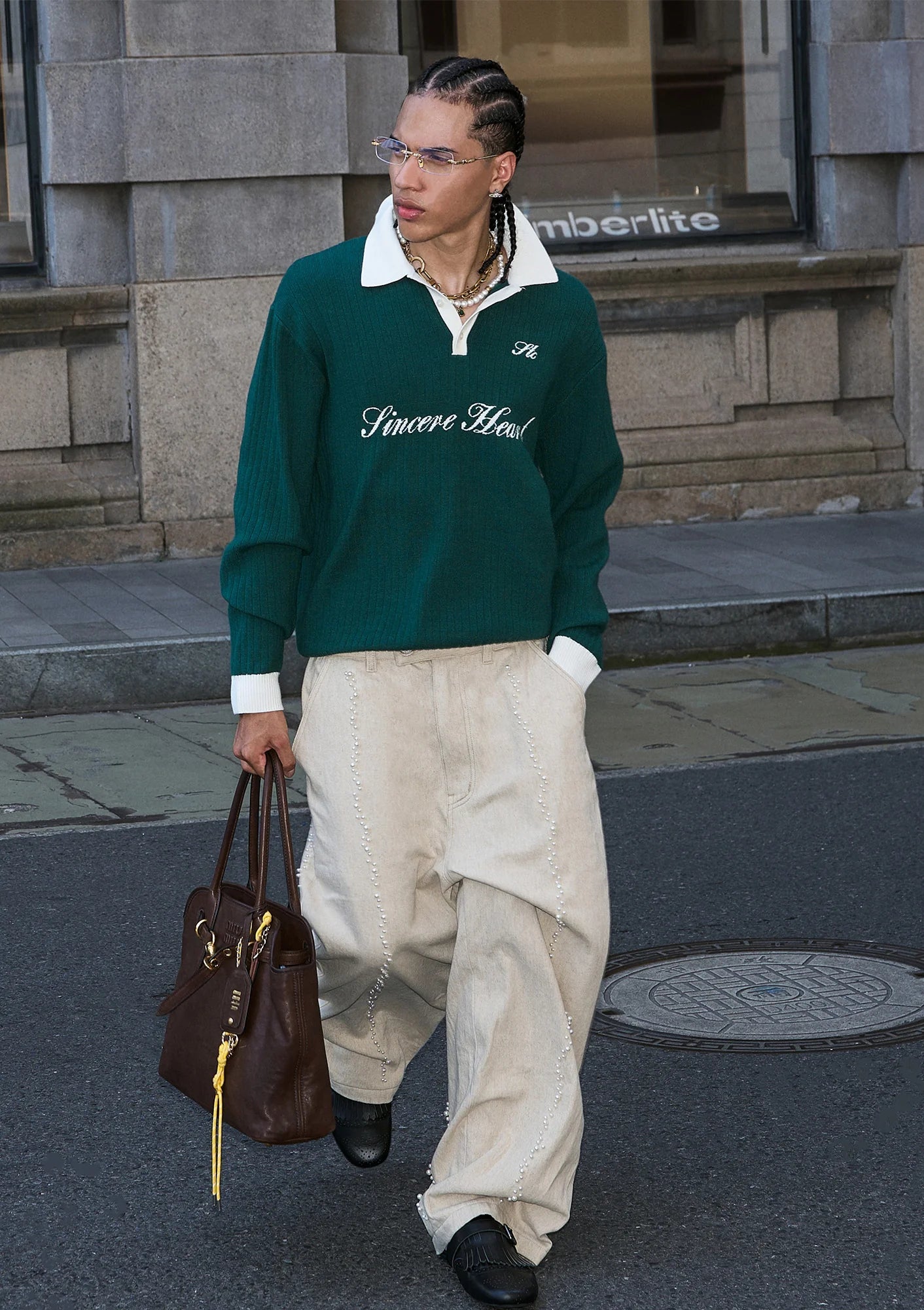 STEEPC Contrast Collar Polo Sweater