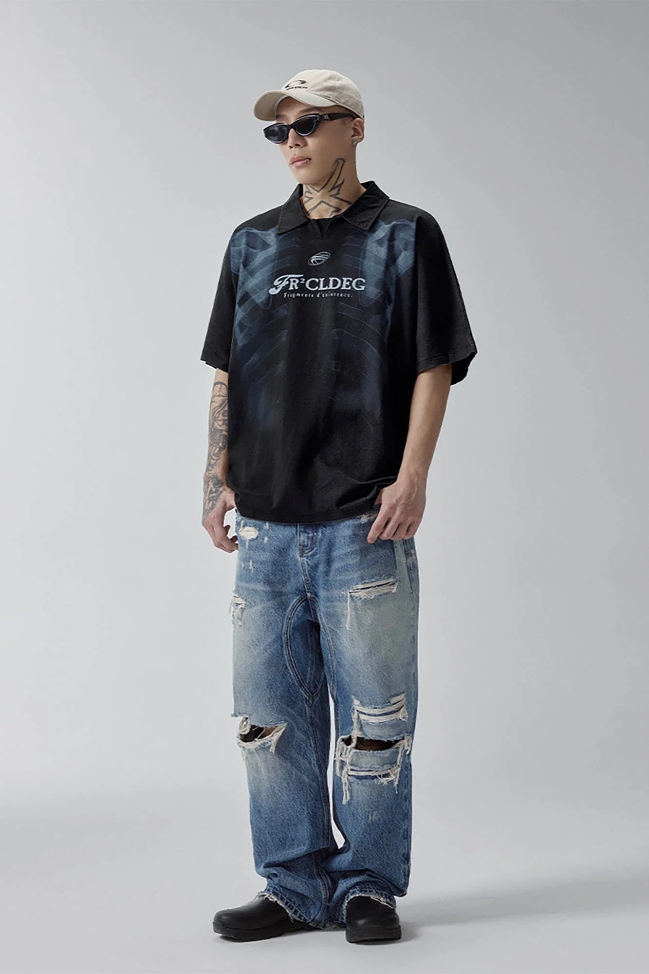 F2CE Distressed X-Ray Polo T-Shirt