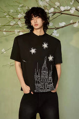 JIECHI Starry Castle Embellished  T-Shirt