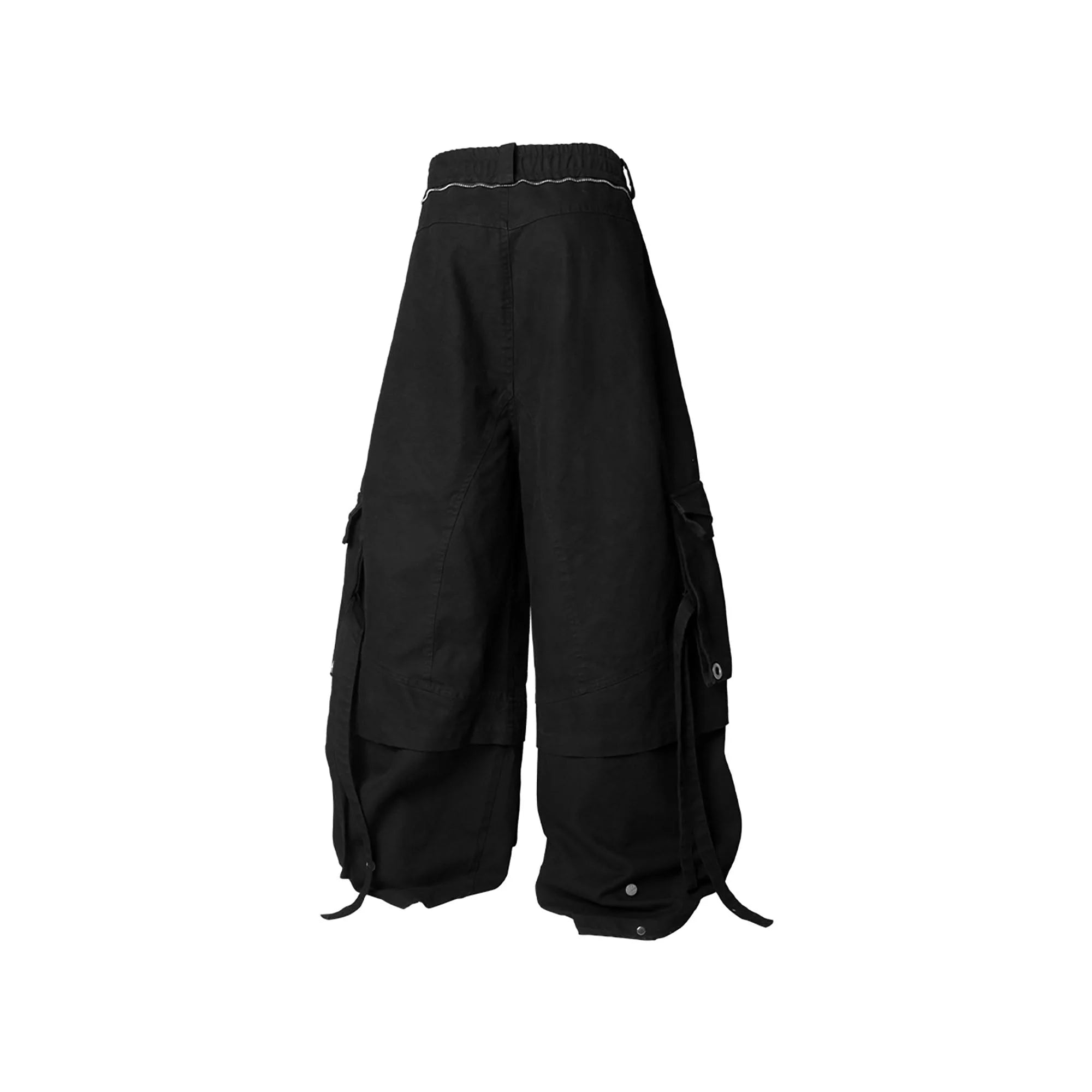 RELABEL Multi-Pocket Detachable Scarf Distressed Cargo Black
