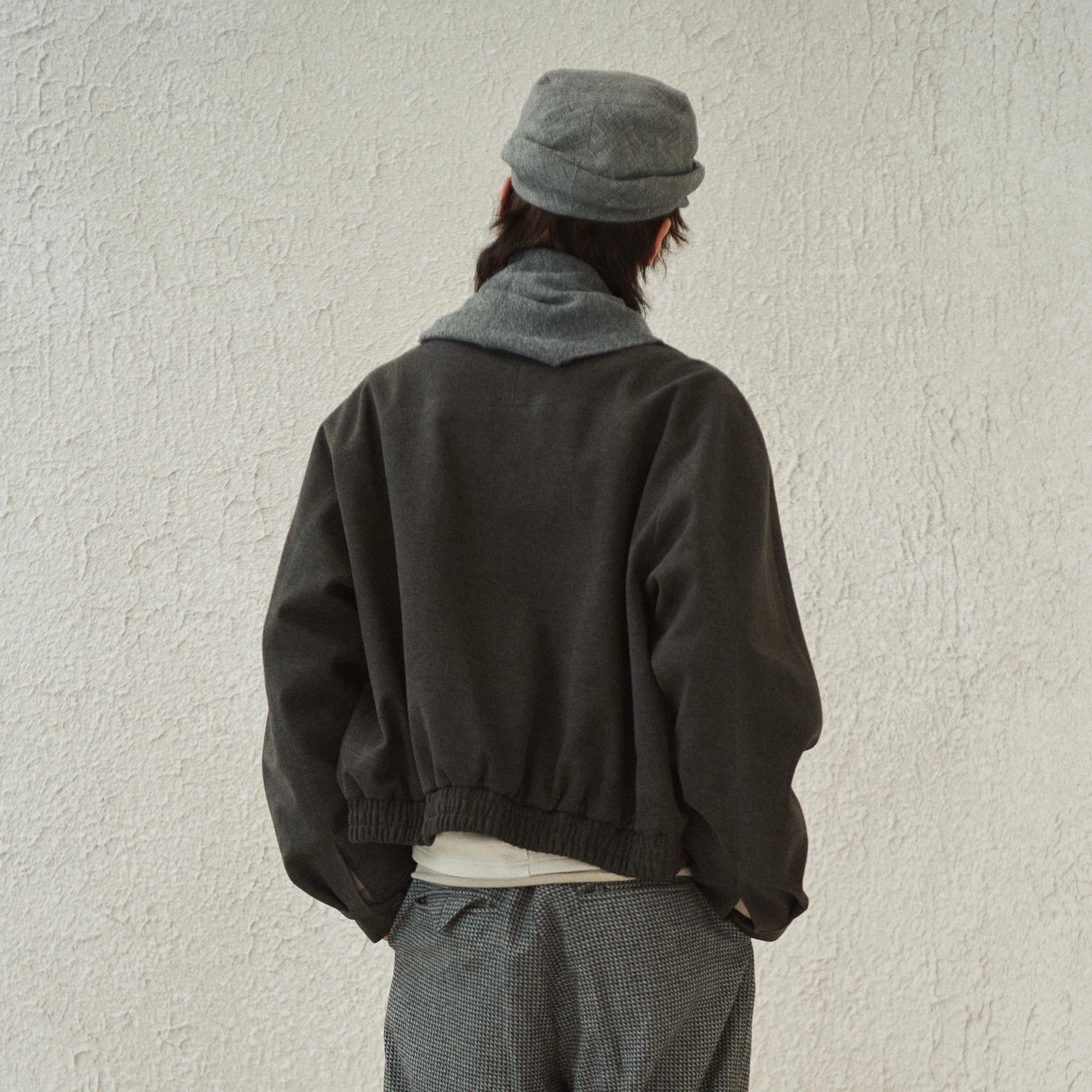 GONGHE REPUB High-Neck Woolen Crop Jacket