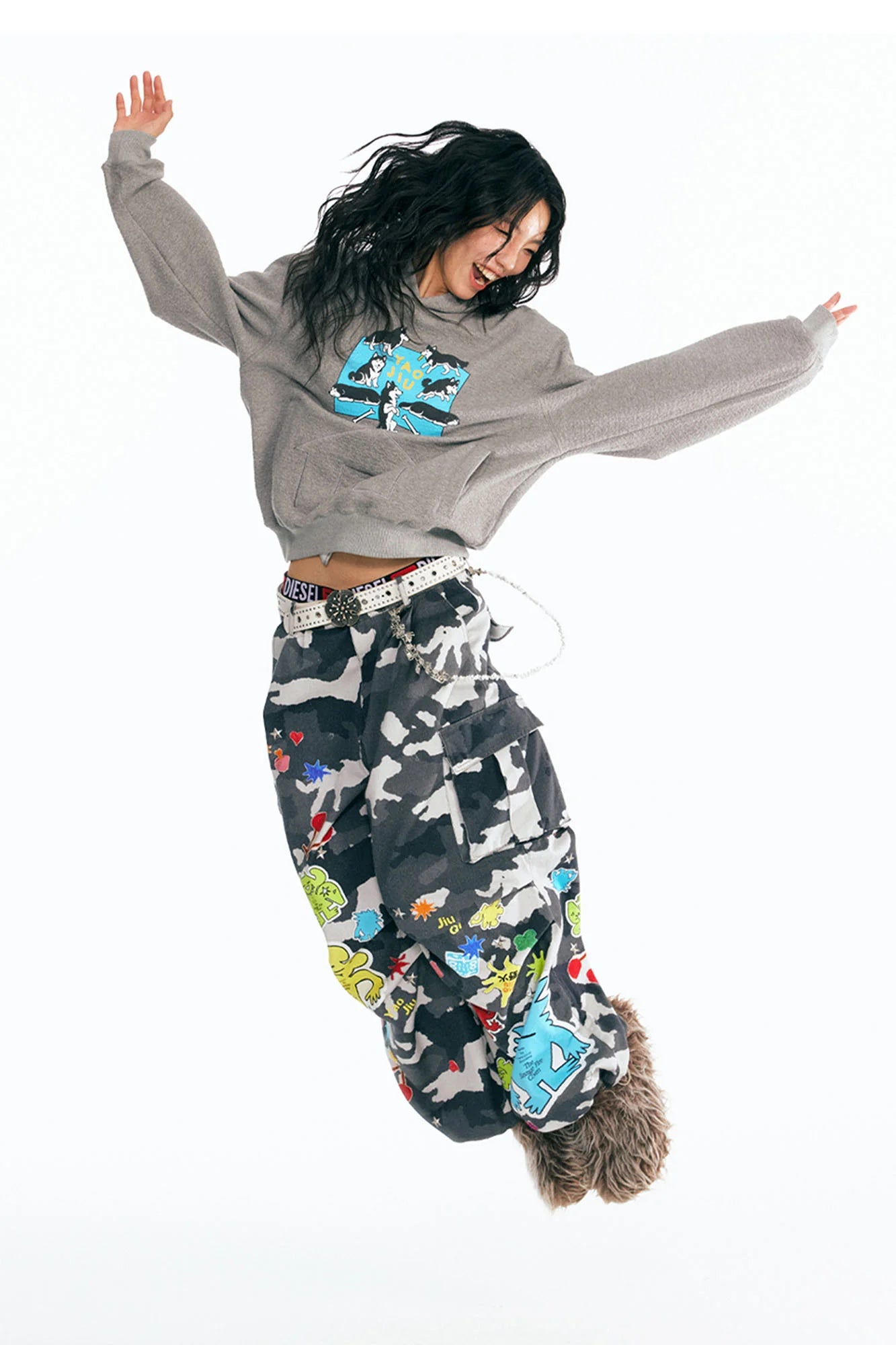 1997 POSTOFFICE Puppy Paradise Graphic Oversized Hoodie