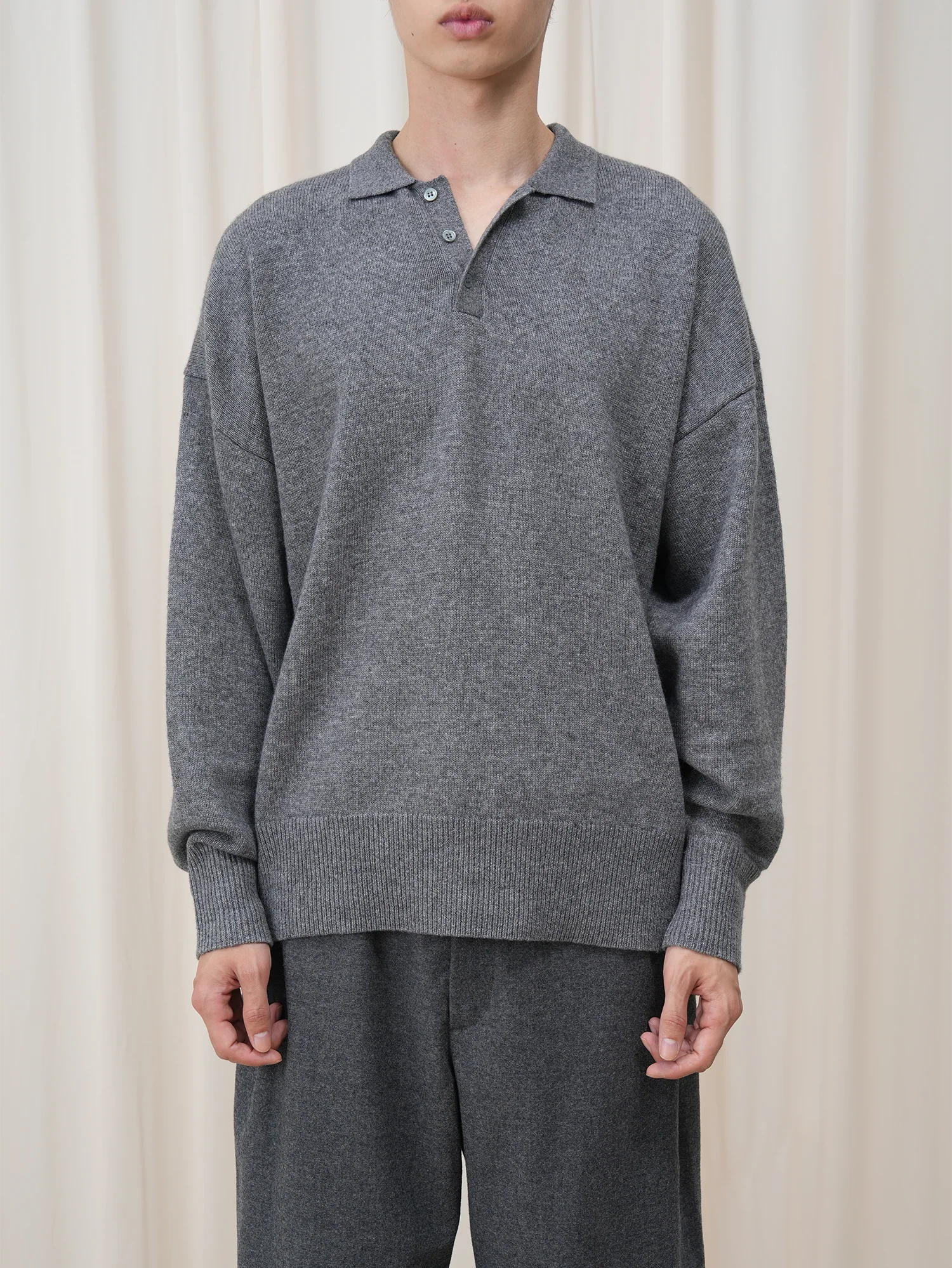 OUYANG WENJUN Essential Wool-Blend Polo Sweater