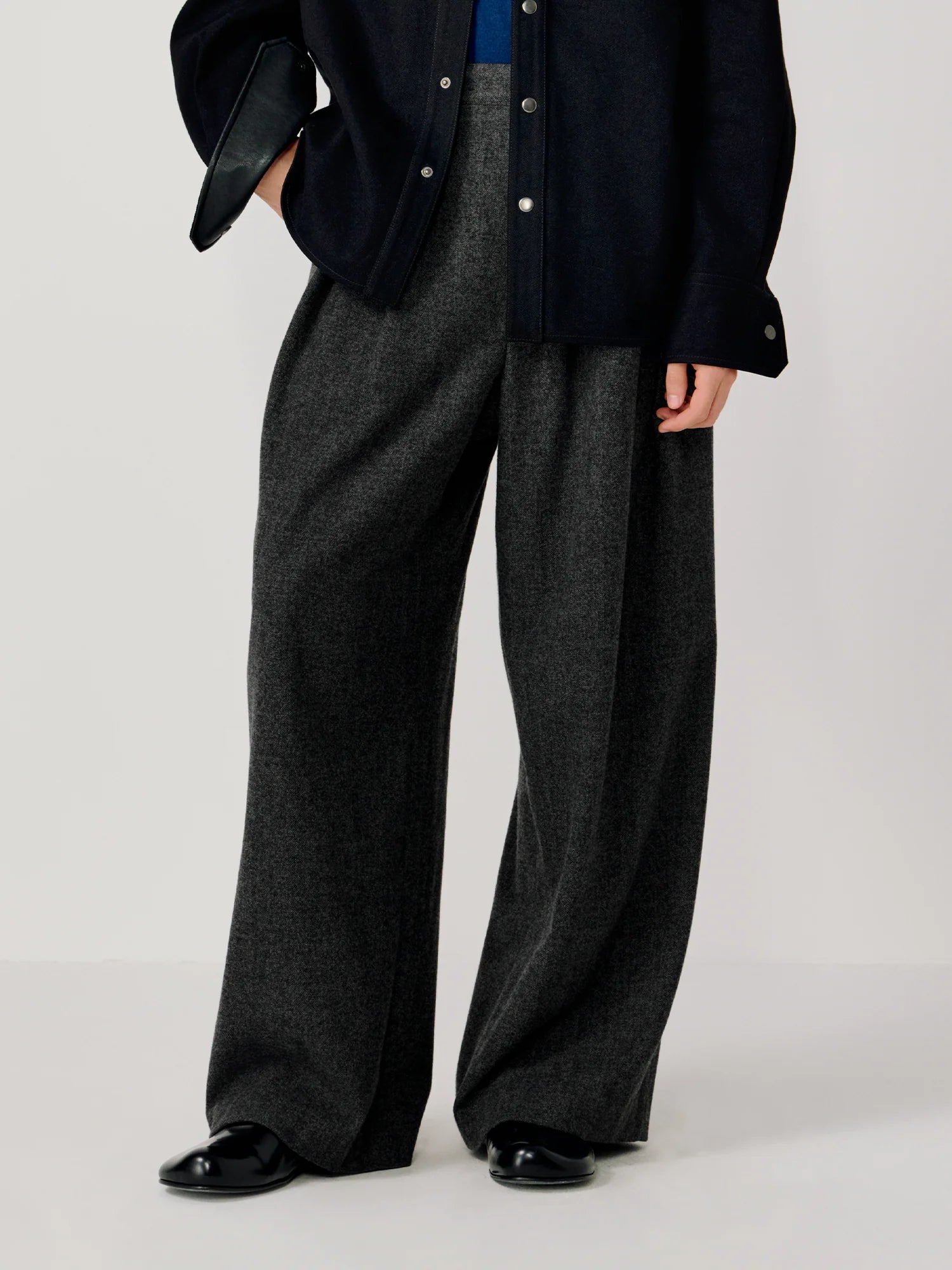 OPICLOTH Herringbone Pleated Wool-Blend Trousers