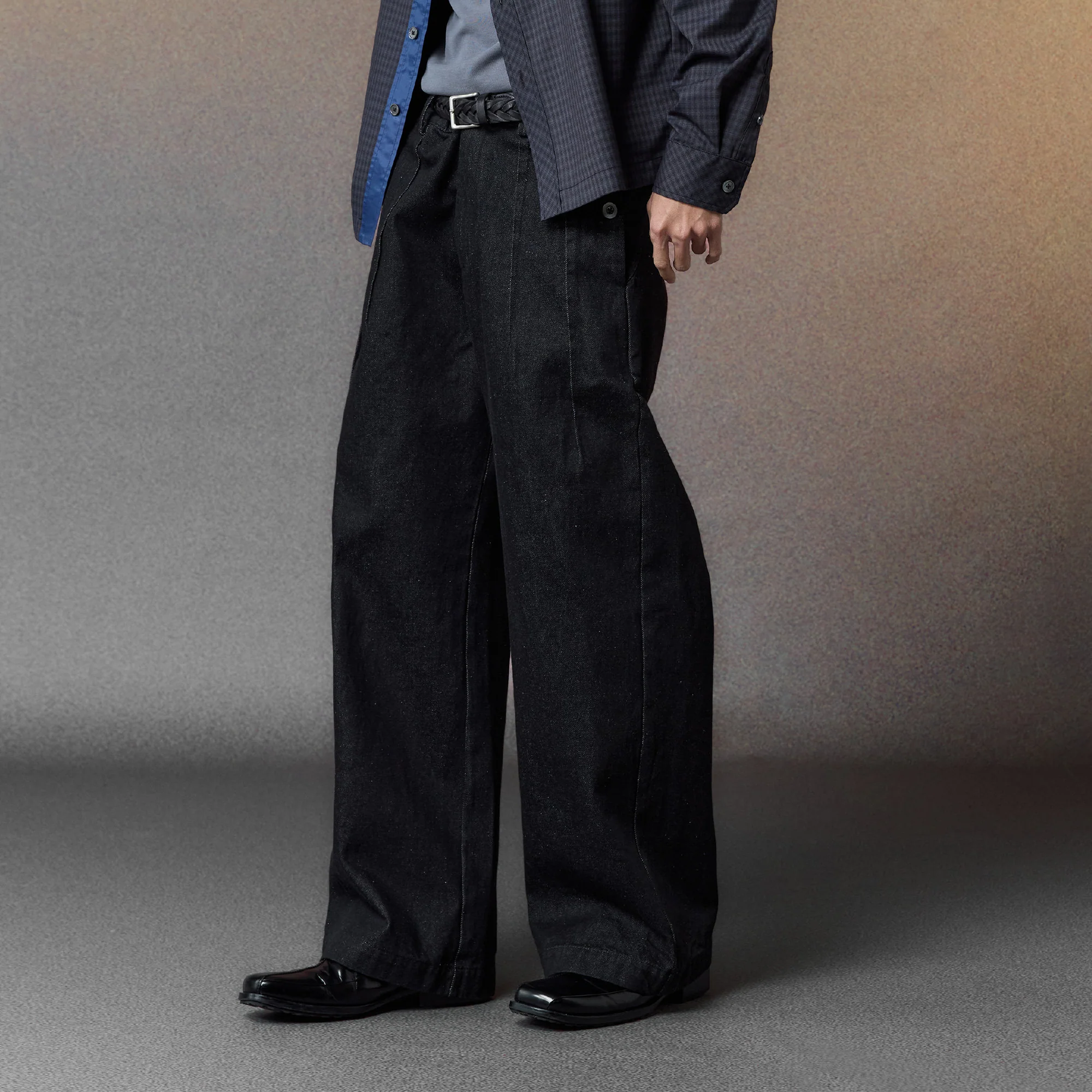 ALVNG AR ANTS Pleated Straight-Leg Denim Trousers