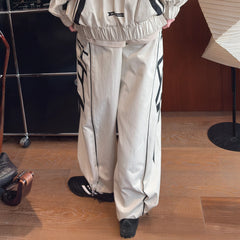 MIICHOUS Contrast Panel 3A Graphic Drawstring-Hem Track Pants