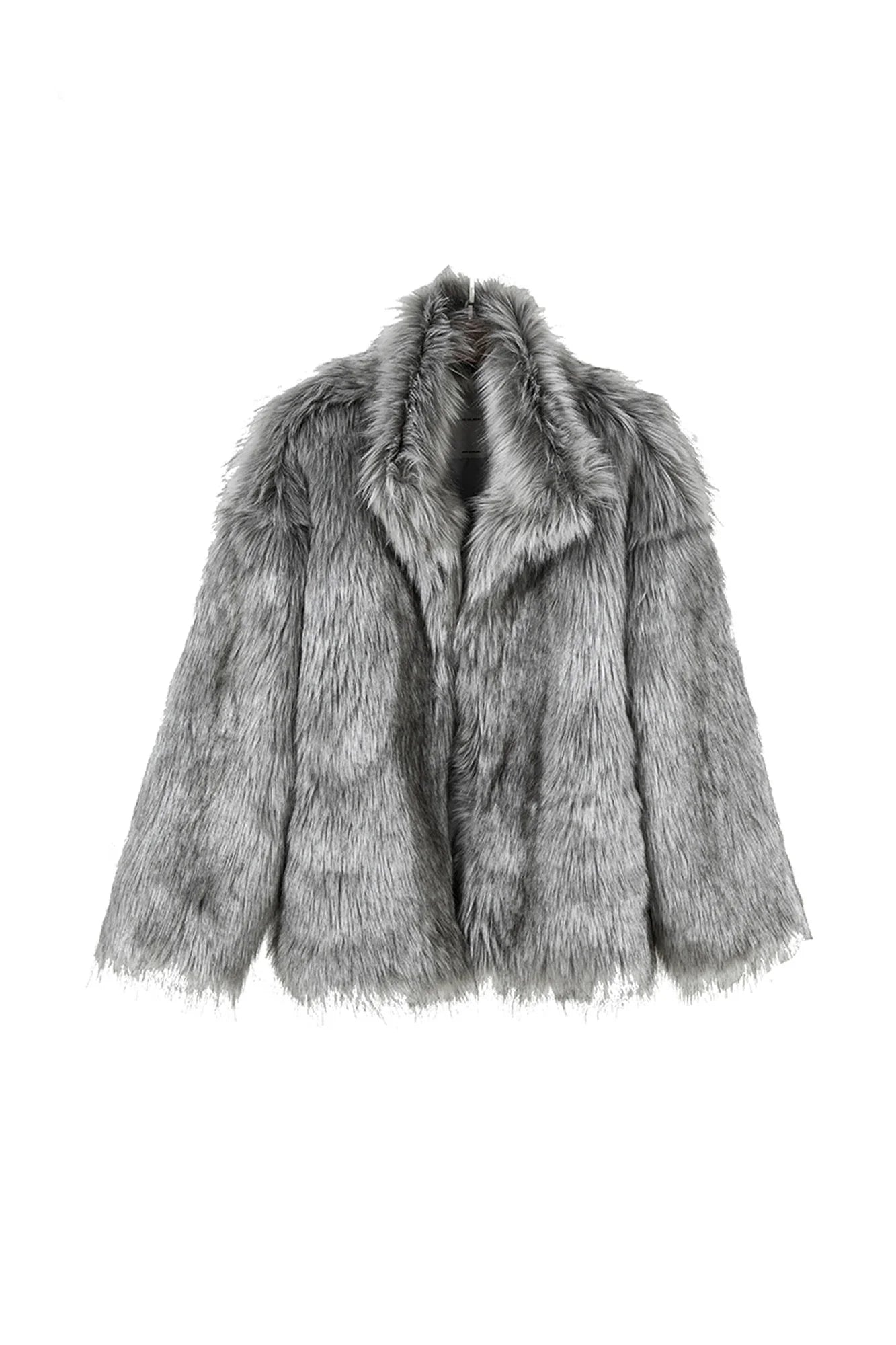 VANN VALRENCÉ Plush-Collar Volume-Fit Faux Fur Coat