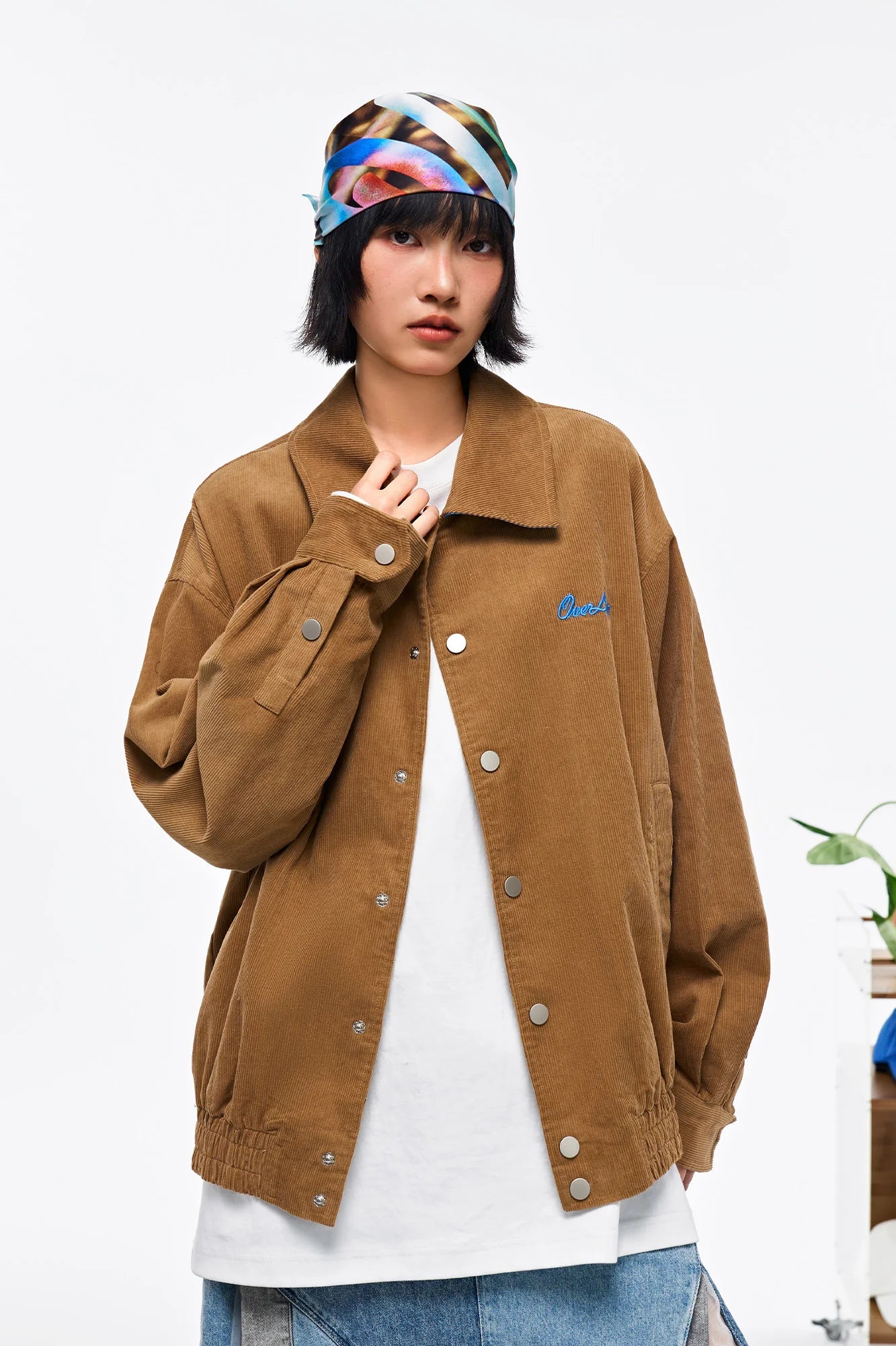 OVERLAPS Embroidered LOGO Utility Snap Jacket