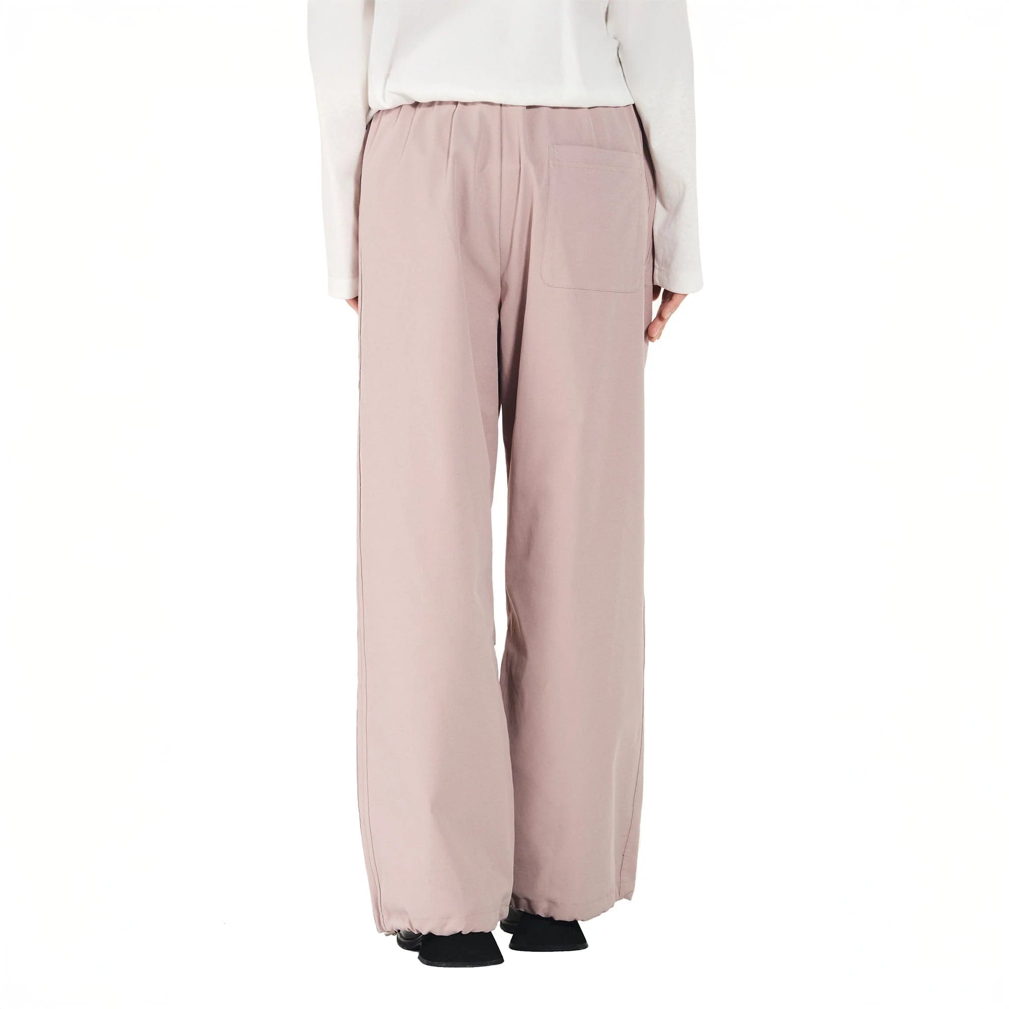 OVERLAPS Paneled Pleated-Knee Drawstring Wide-Leg Pants