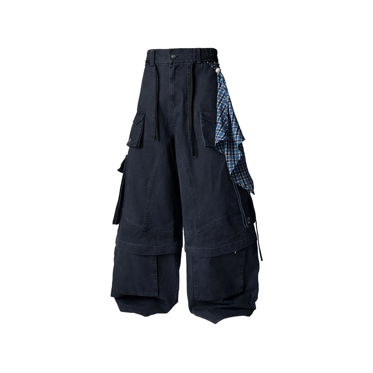 RELABEL Multi-Pocket Detachable Scarf Distressed Cargo Dark Blue