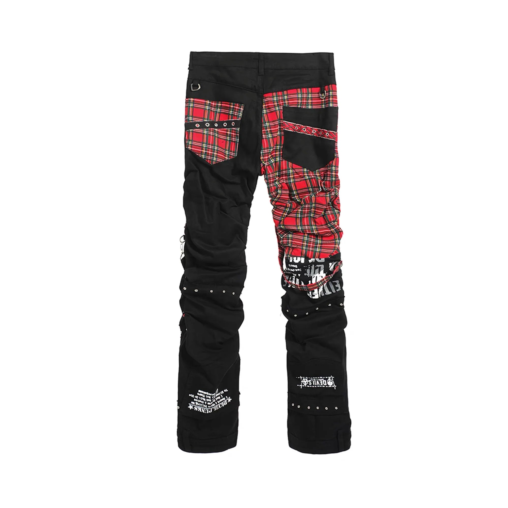 NOTHINGNESS WORLD Punk Plaid Strappy Ruched Pants