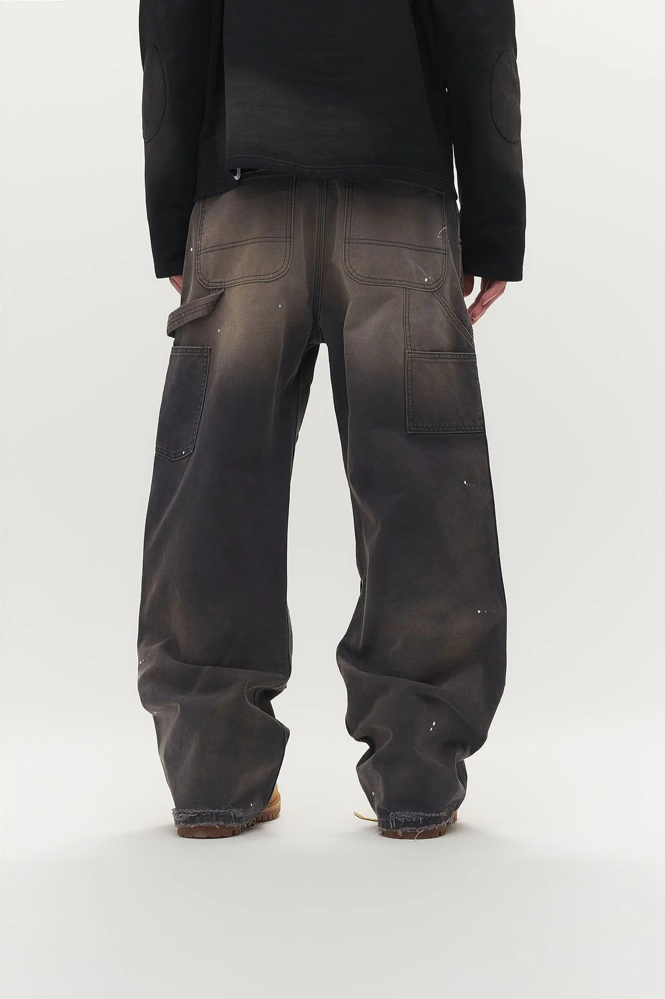 SAVAGEGROWTHWORLD Distressed Double-Knee Splatter Jeans