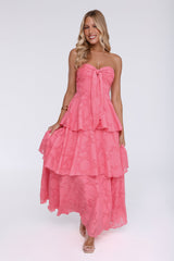 Unmatched Style Strapless Maxi Dress Coral