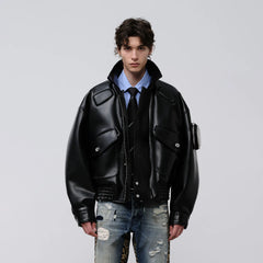 FACEONLAB Arm-Patched Bomber Oversized Jacket