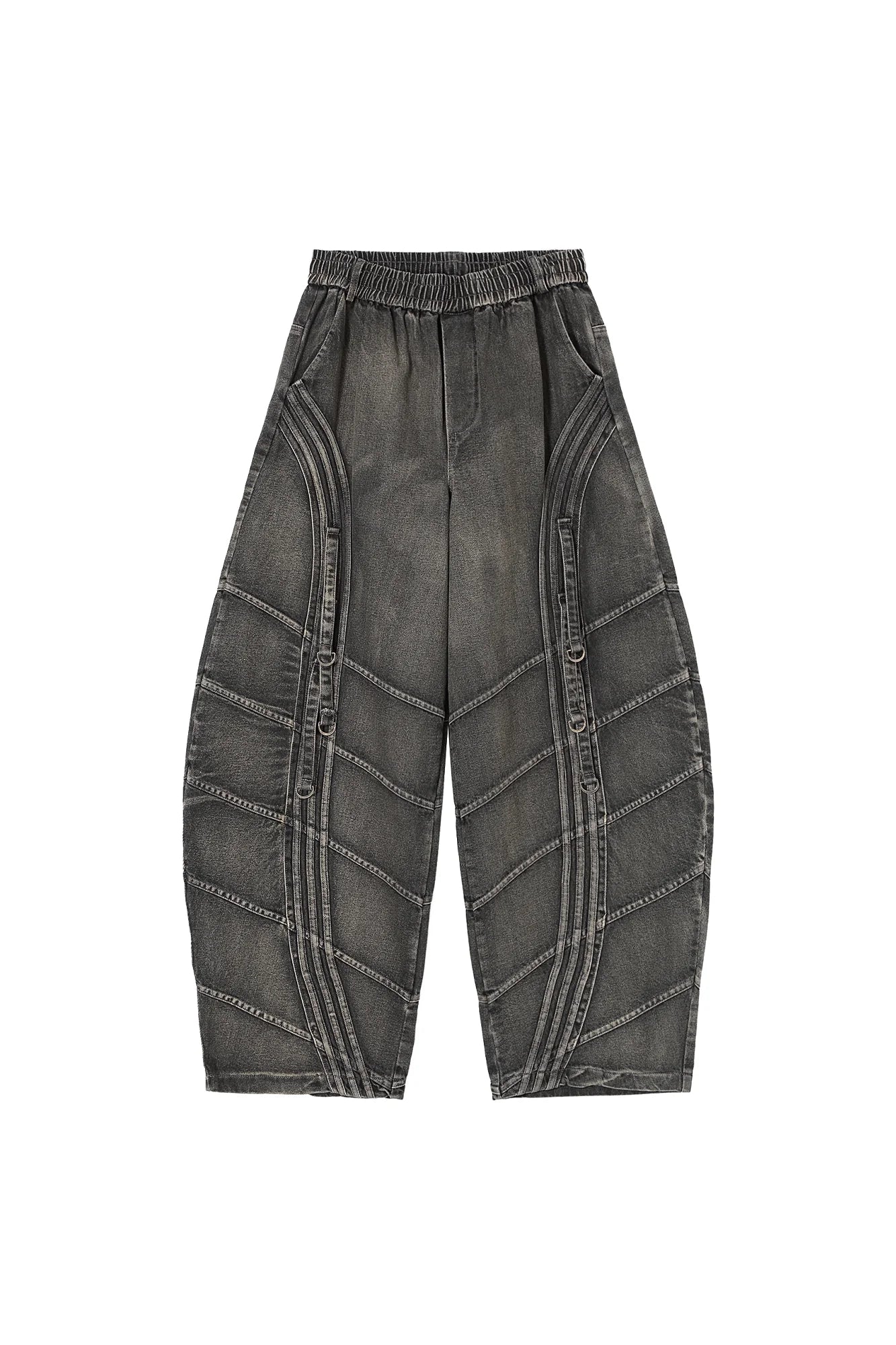 CLP Washed Arc Panel Strap Wide-Leg Jeans