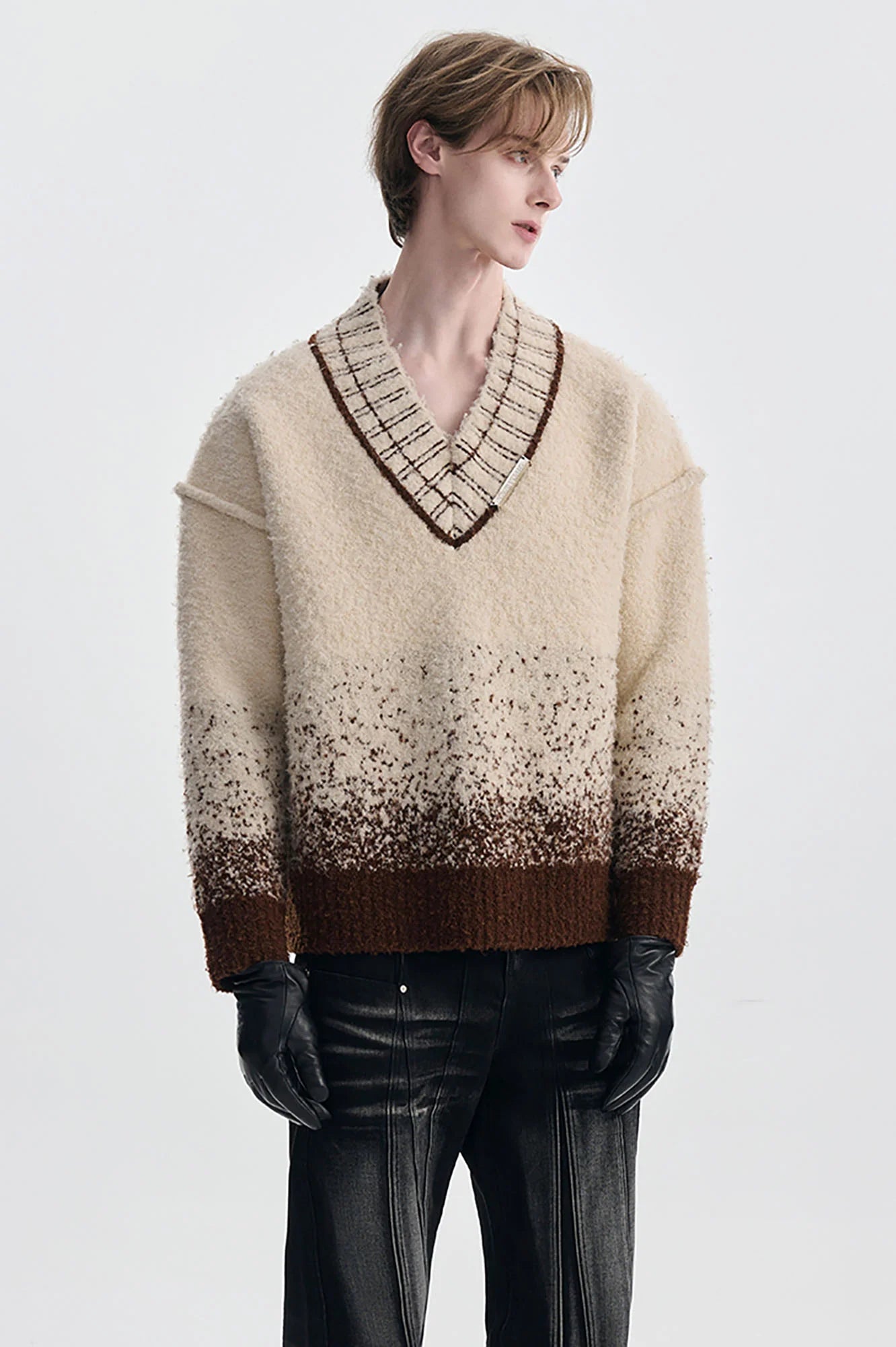 TIWILLTANG Gradient Wool V-Neck Sweater