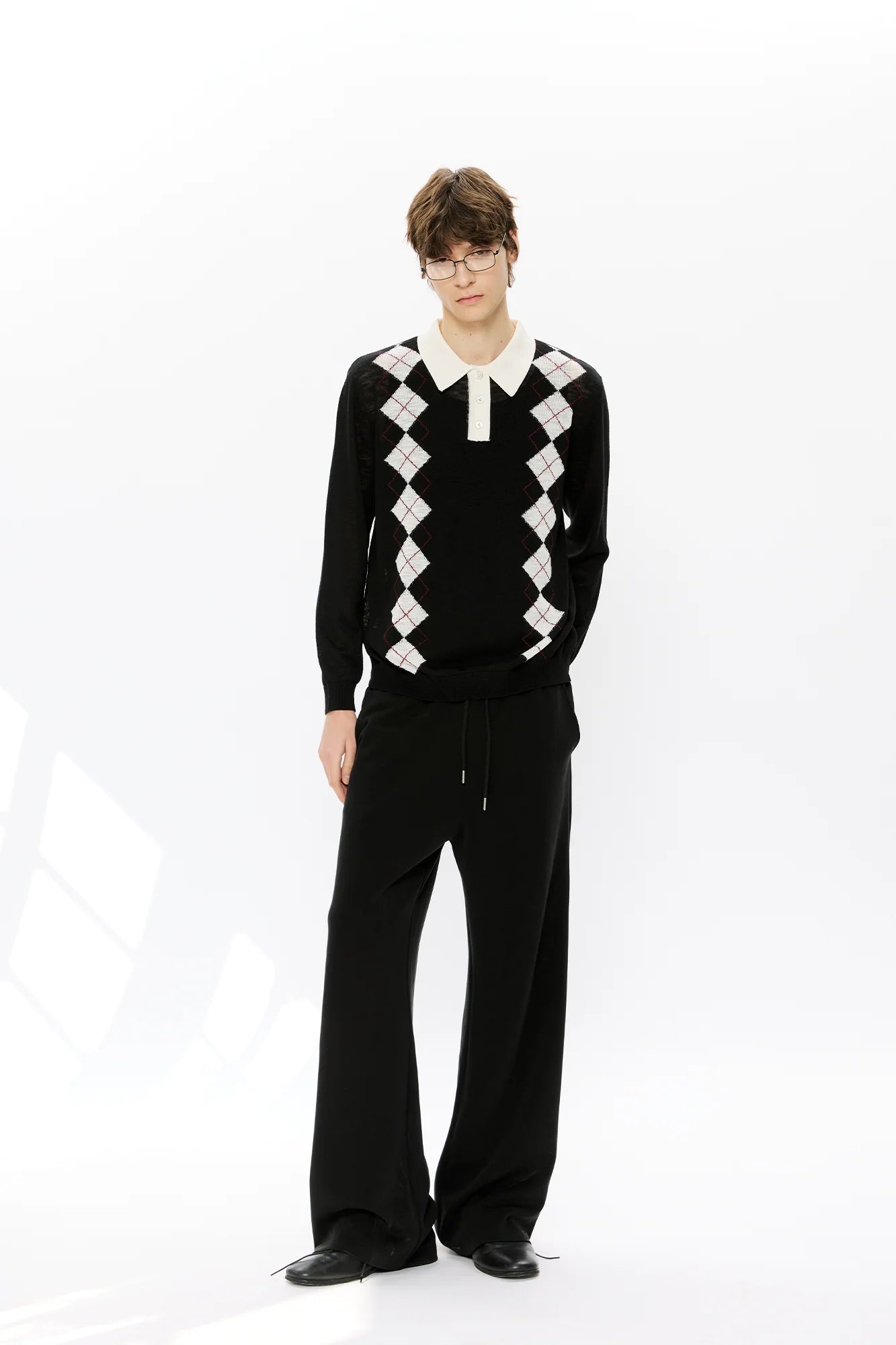 KREATE Retro Argyle Polo Sweater