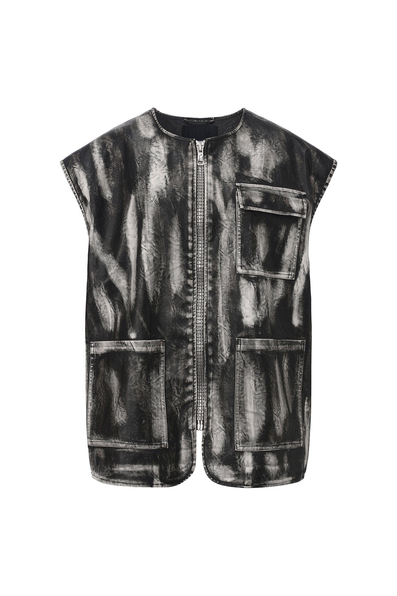 VANN VALRENCE Washed Grunge Paint Multi-Pocket Vest
