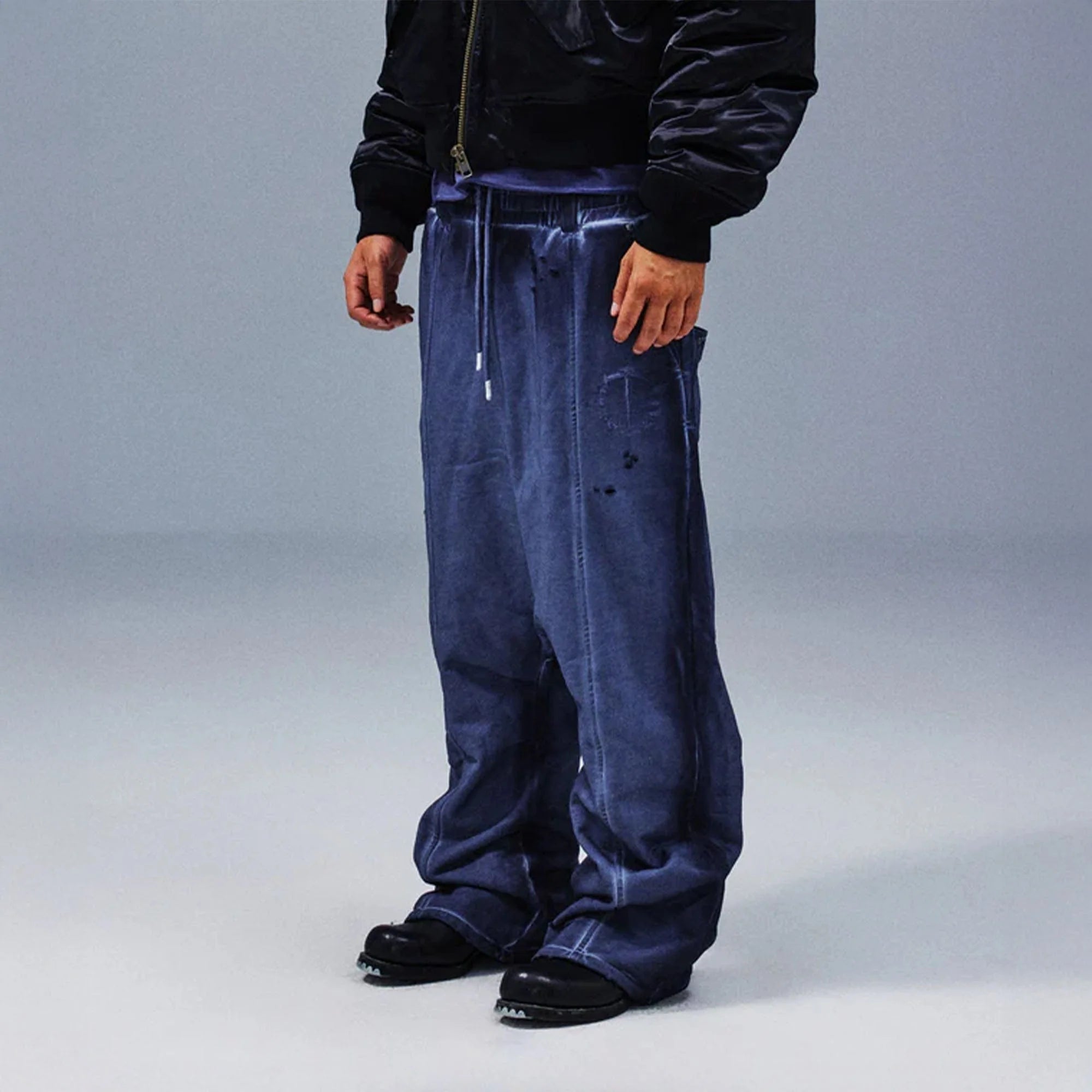 TECNINEGROUP Middle-Panel Washed Drop-Crotch Sweatpants