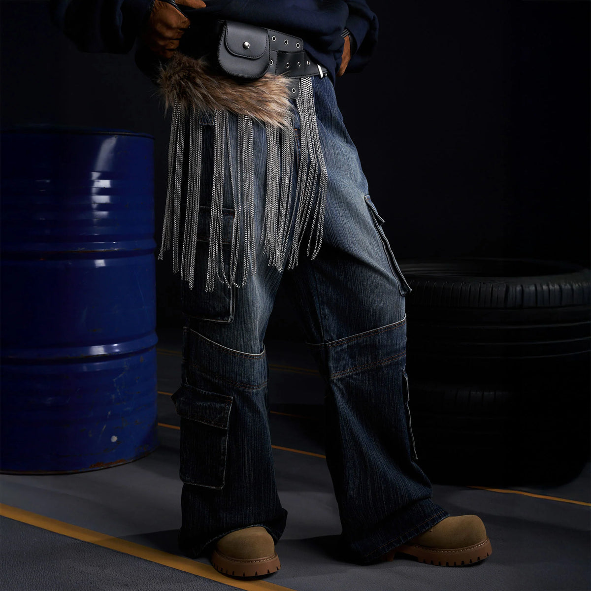 RECOVER ZONE Multi-Pocket Wide-Leg Utility Jeans