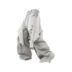 RELABEL Detachable Drape Linen-Blend Cargo Light Gray