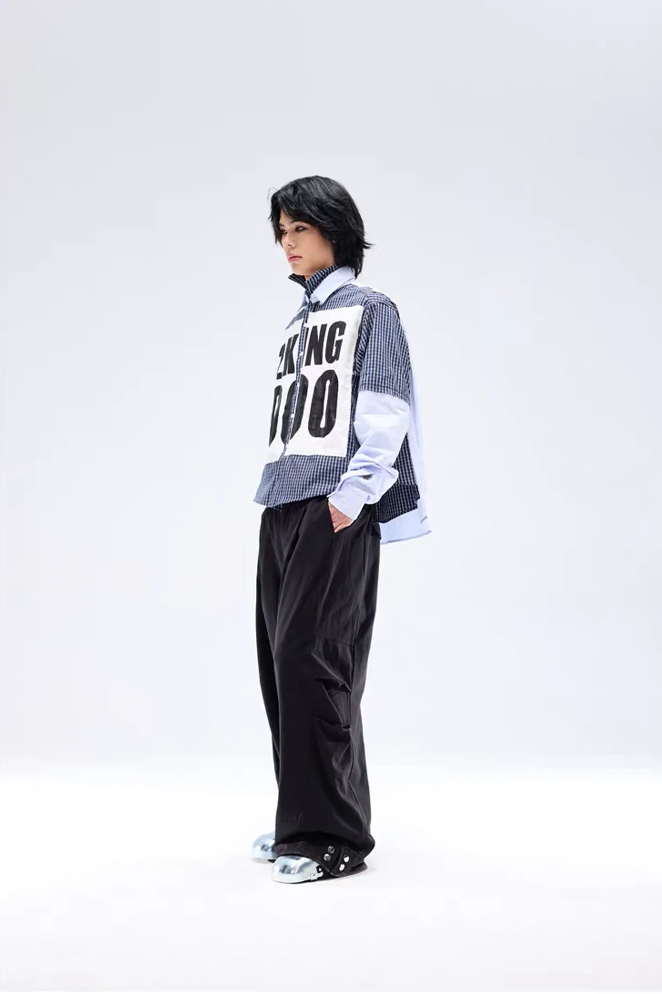 NOTHINGNESS WORLD Deconstructed Layered Graphic Spliced Shirt