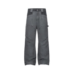 ESAIAS Claw Washed Panel Straight-Leg Pants