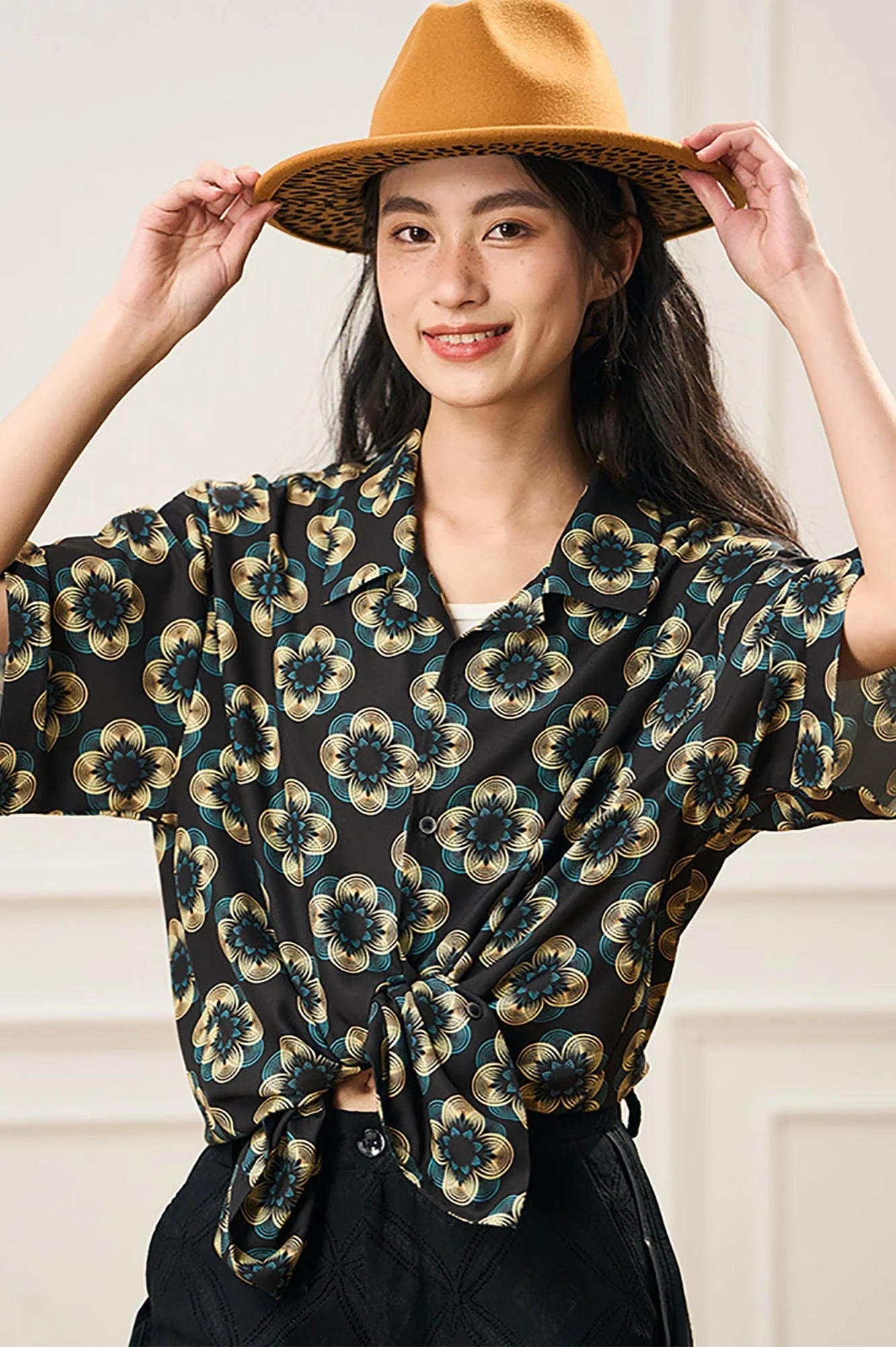 EPIC POETRY Geometric Floral Cuban Shirt
