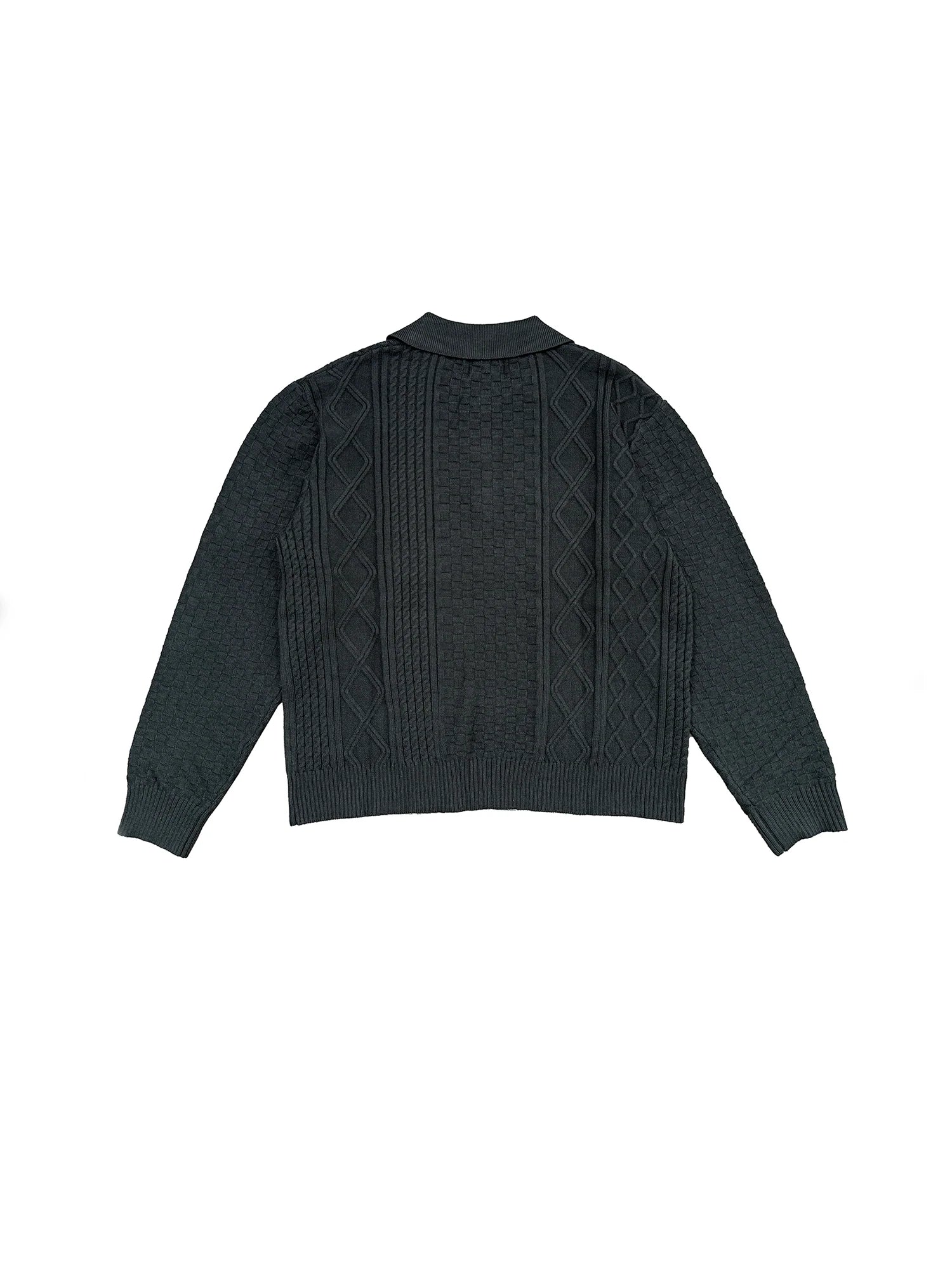 RICHILL Classic Mental-Button Cable Polo Sweater