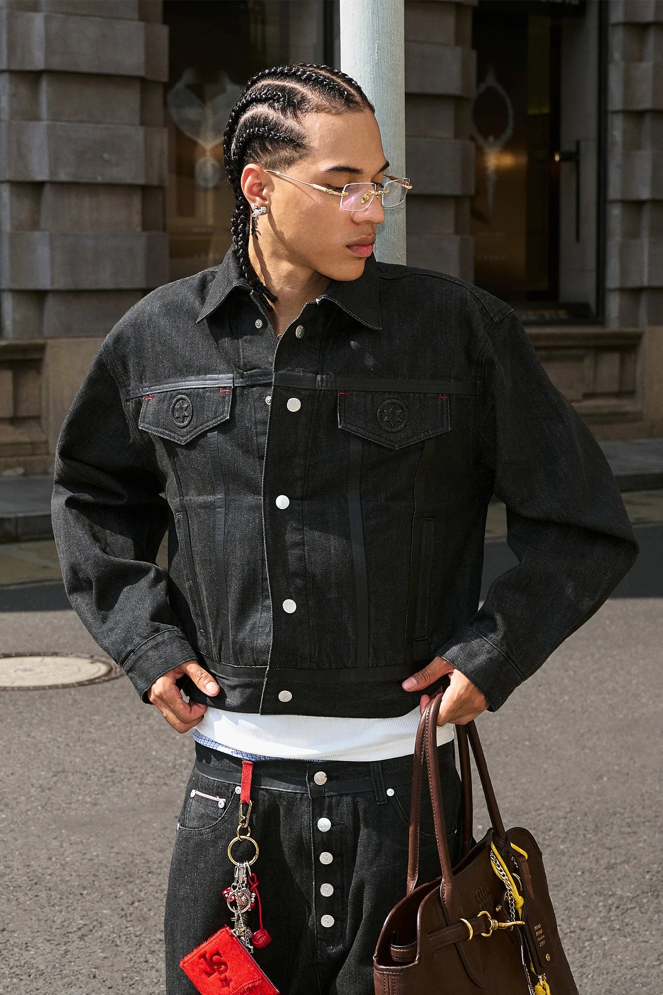 STEEPC LOGO Embossed Boxy Selvedge Denim Jacket