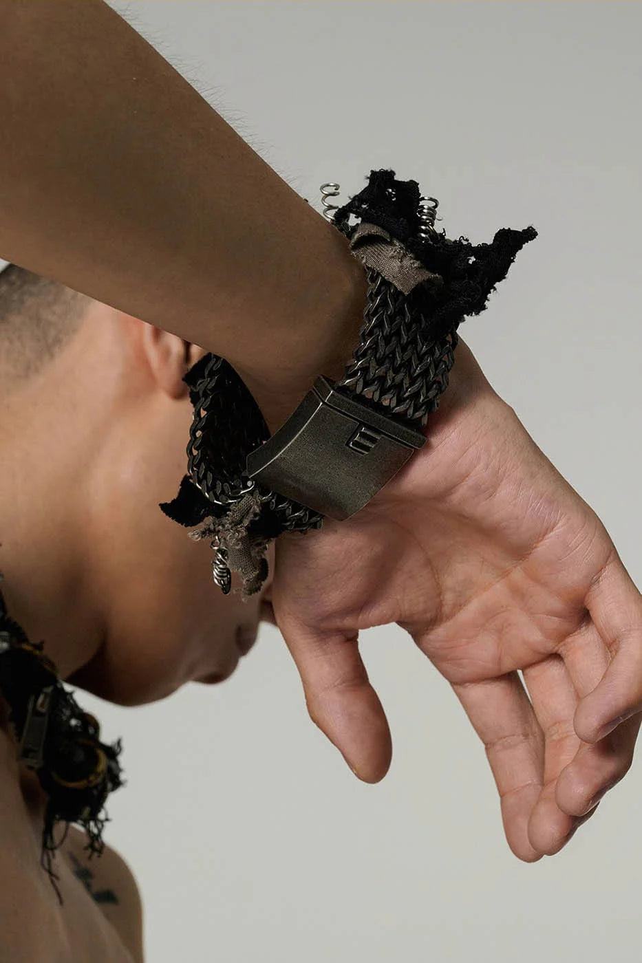 ILLUSORY x FLYERRER Distressed Metal Fabric Bracelet