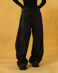 CLP Curved Crinkled Floor-Length Trousers